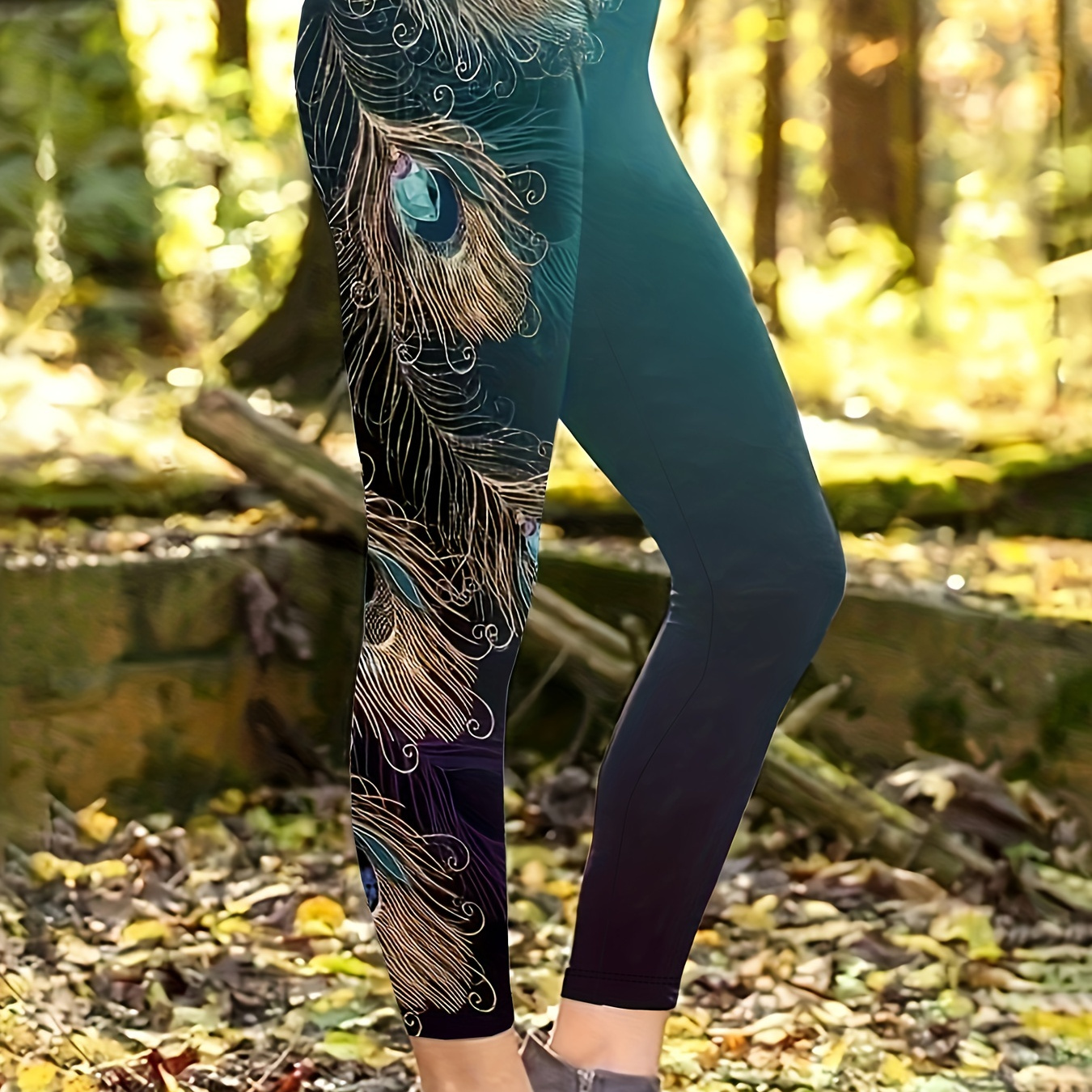 Peacock High Waist Womens Yoga Leggings