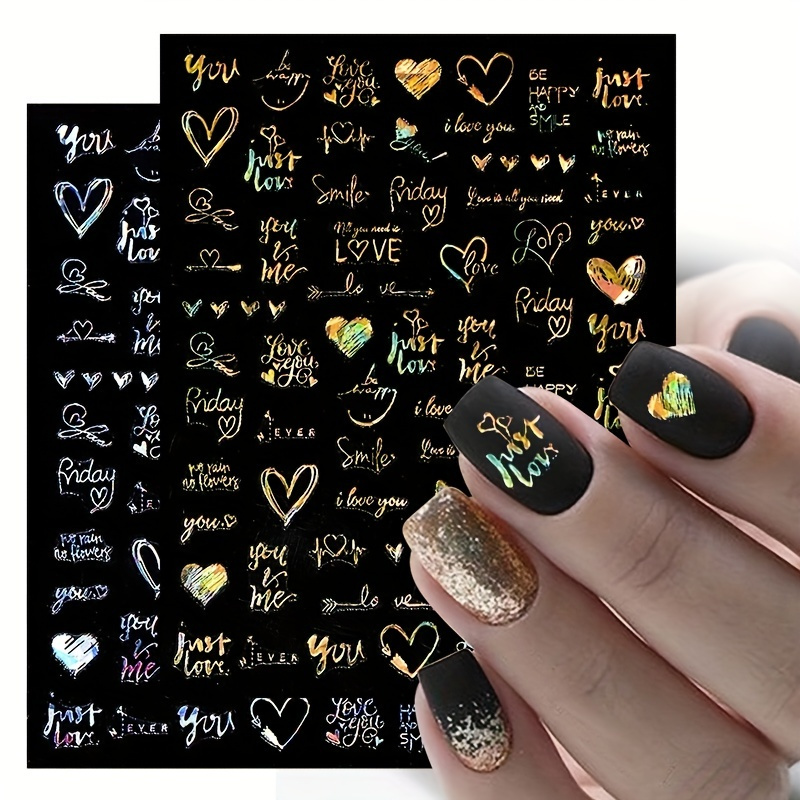1pcs 3D luminous nail stickers and decals love heart aurora star