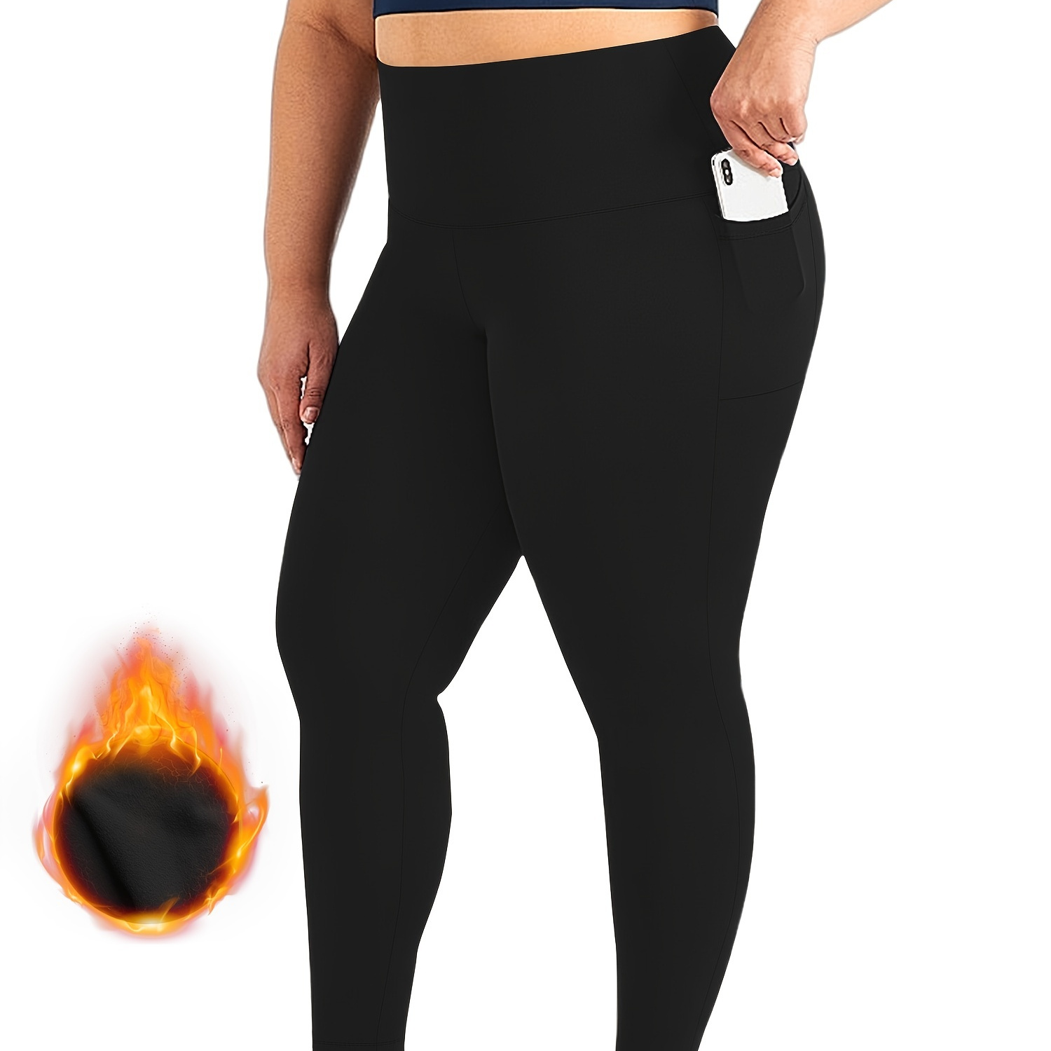 Plus Size Sporty Leggings Women's Plus Solid High High - Temu