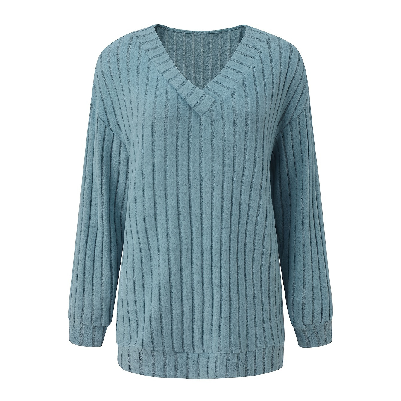 

Ribbed Long T-, V Top For & Fall, Women's Clothing