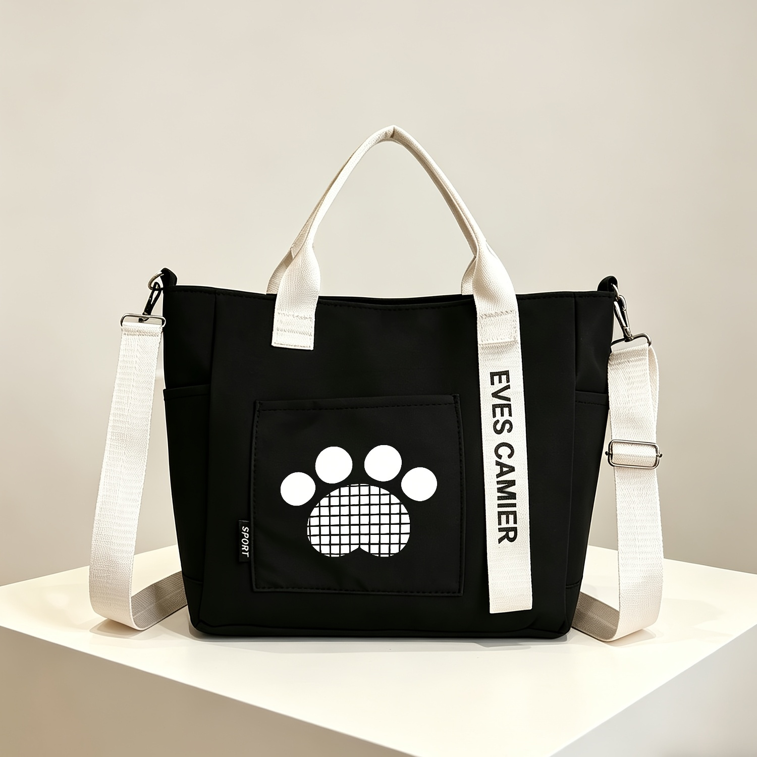TEMU 【商品名】ティブ かわいい肉球柄 レディース クロスボディバッグ、トレンディ ファッション プリント アウトドア ハンドバッグ、トートバッグ、普段使いの通勤必需品、デーのギフト