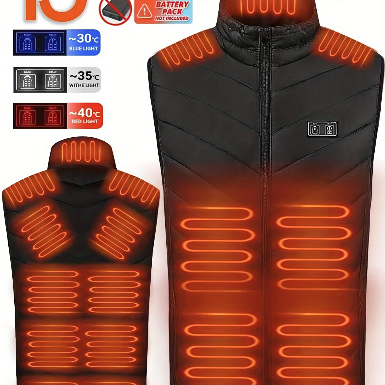 

Men's Usb Rechargeable Solid Heated Vest, Smart Electric Heating Jacket With Adjustable Temperature Control, Winter Outdoor Warmth Gear