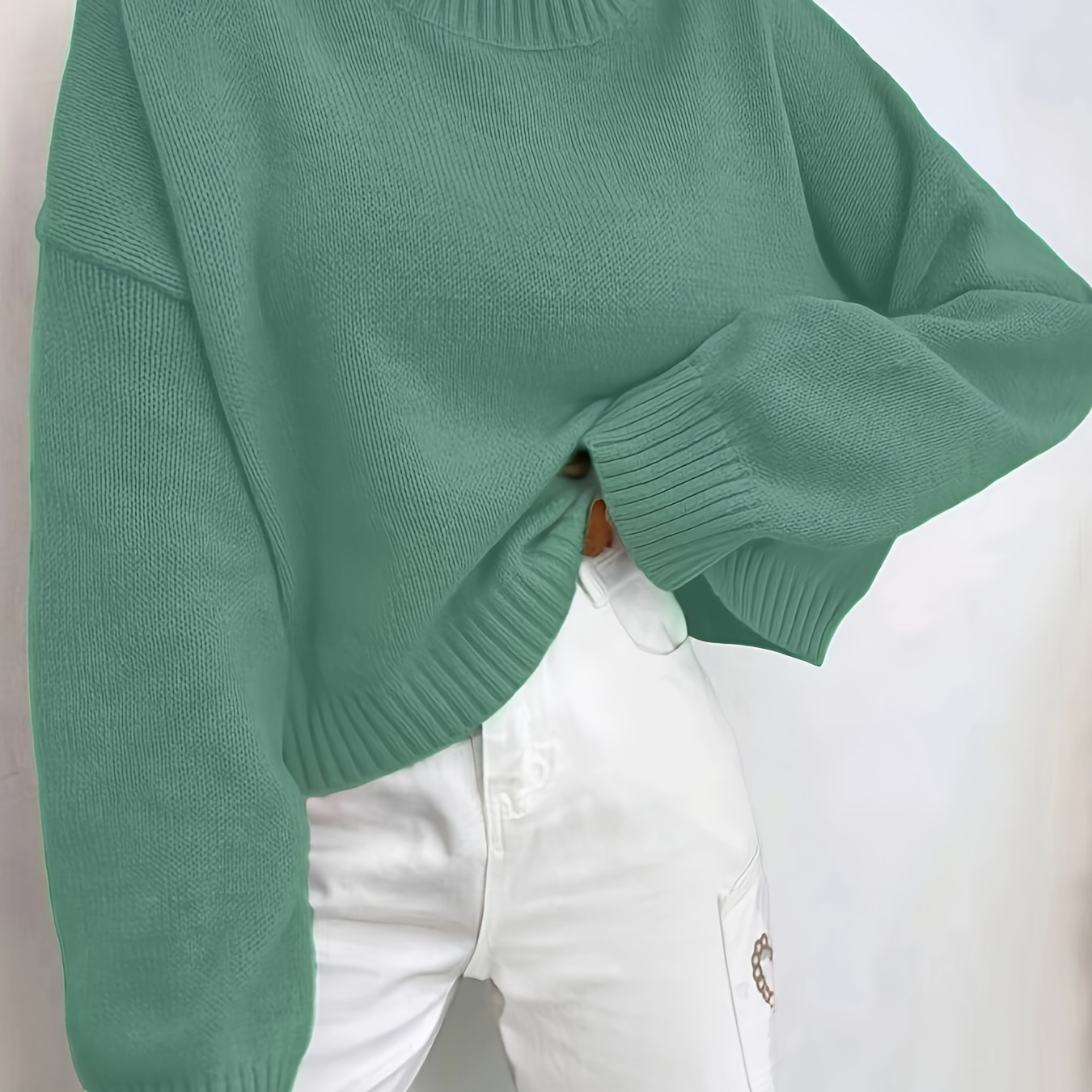 

Knitted Sweater, Long Drop Shoulder Pullover Sweater For Fall & , Women's Clothing