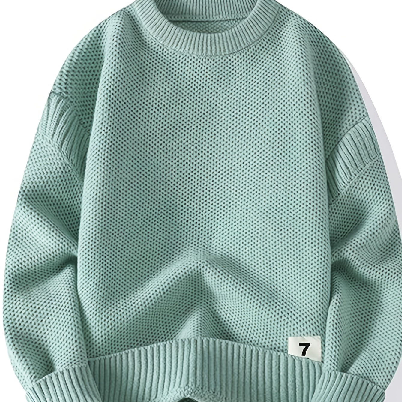 

Men's Cozy Solid Knit Pullover Sweater - Soft Relaxed Neck Top, For Fall &