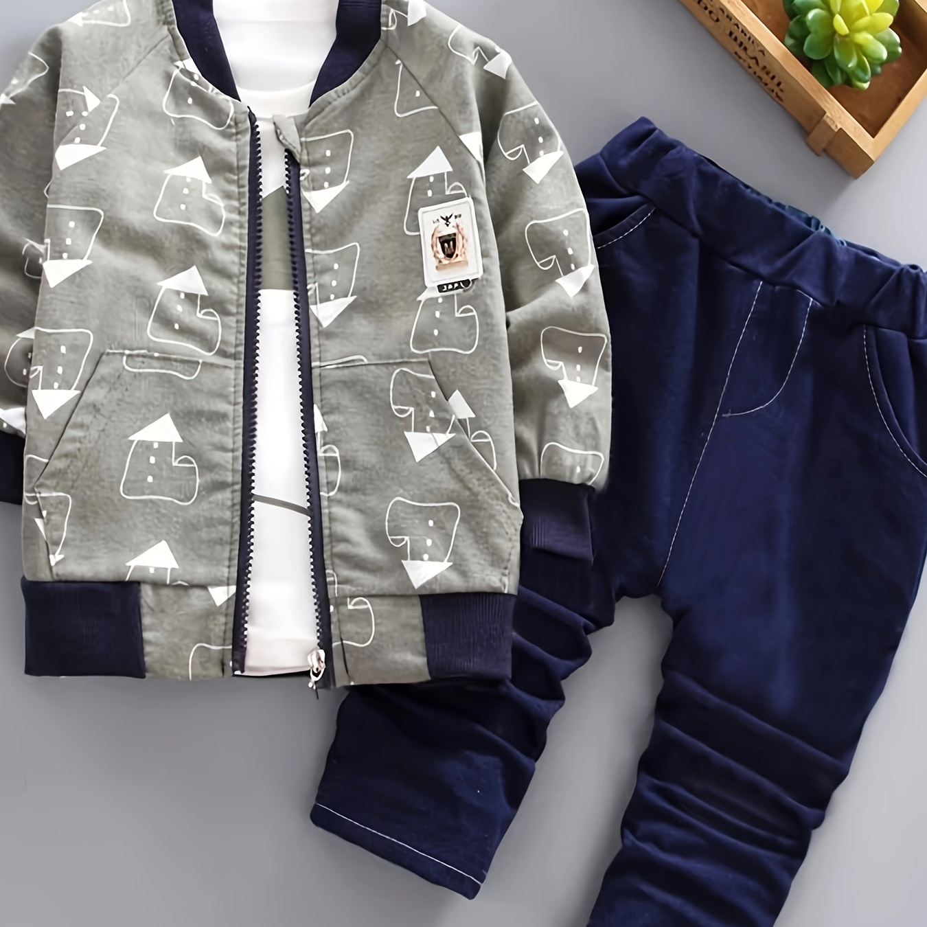 

Boys Long Sweatshirt & Zip Up & Set, Toddler 's And 3pcs Outfits