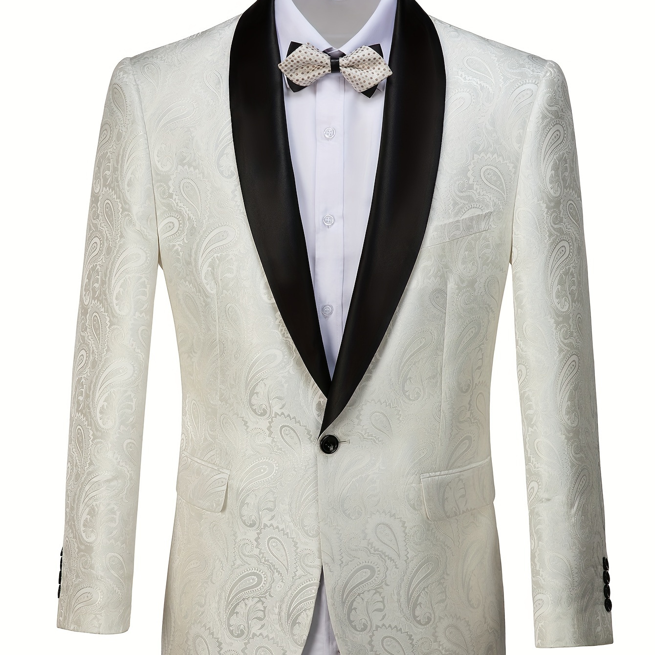 Plus Size Men's Noble Blazers, Classic Paisley Floral Print Suit Jacket For Wedding/party, Dress Suit Jacket For Males