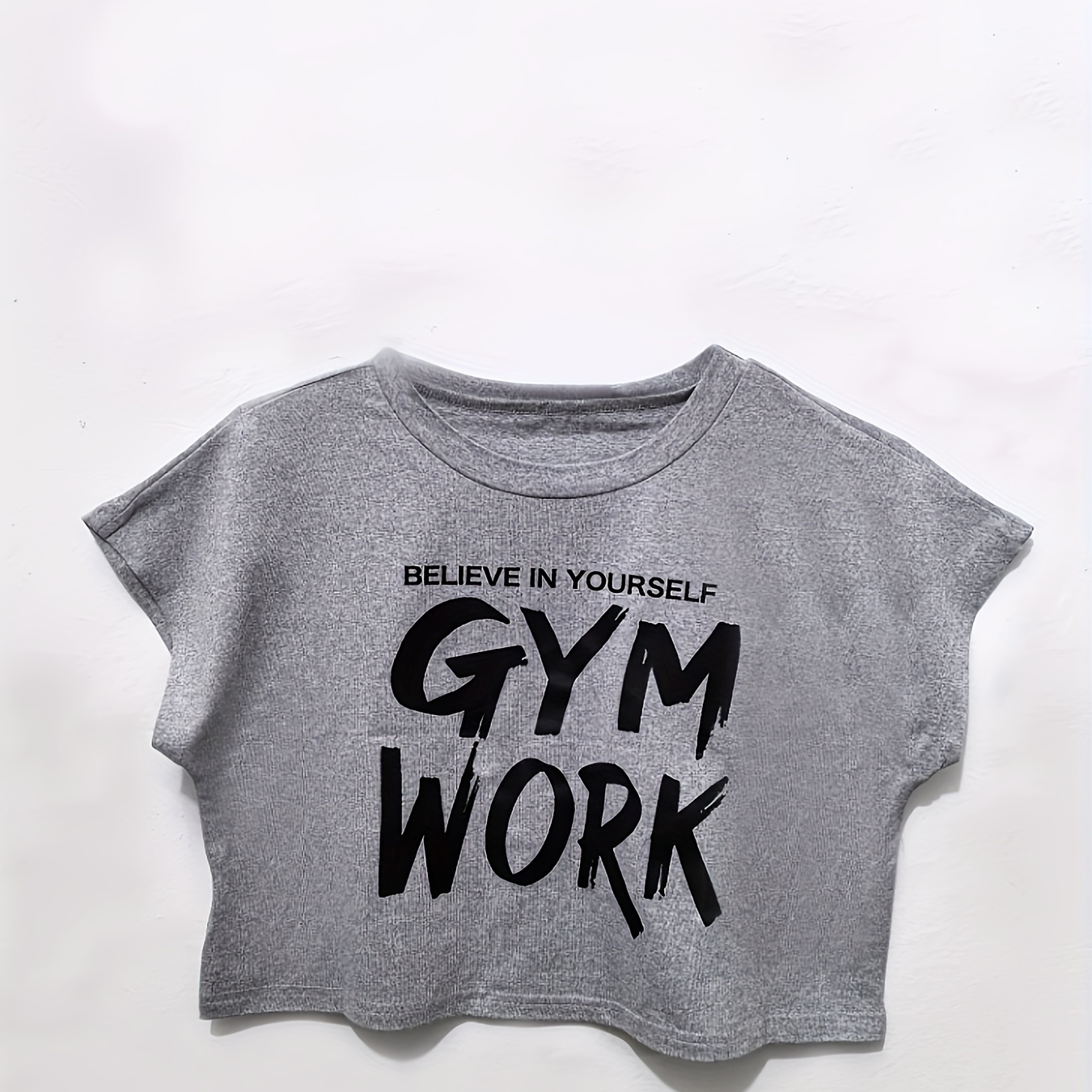 

Women's Y2k Vintage Casual Short Sleeve T-shirt, " Gym Work" Graphic, Sports Style, Spring/summer, Gym Top