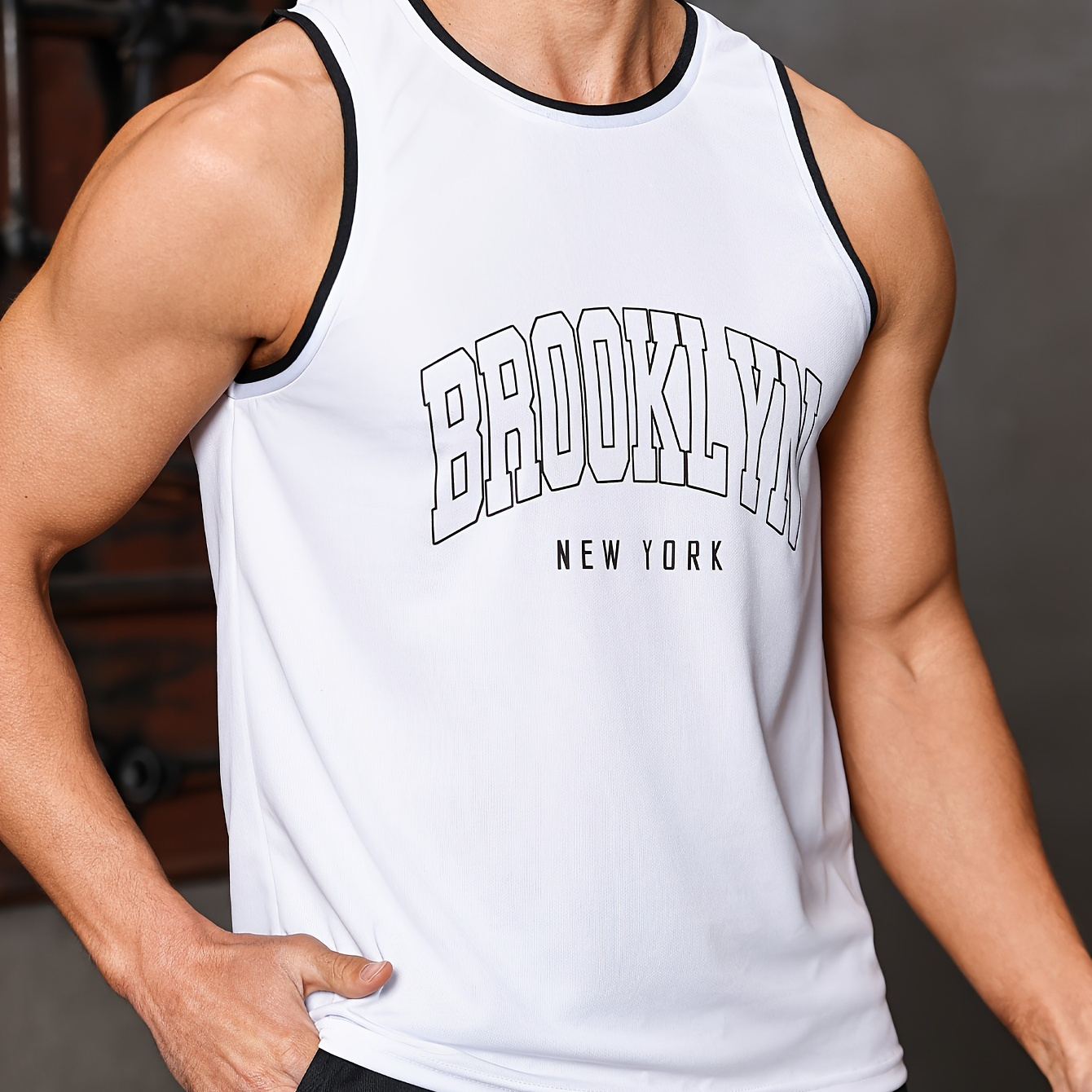 

Brooklyn New York Print Casual Breathable Comfy Sleeveless Tank Tops For Men, Men's Summer Clothes Outfits, Men's Undershirts Tops