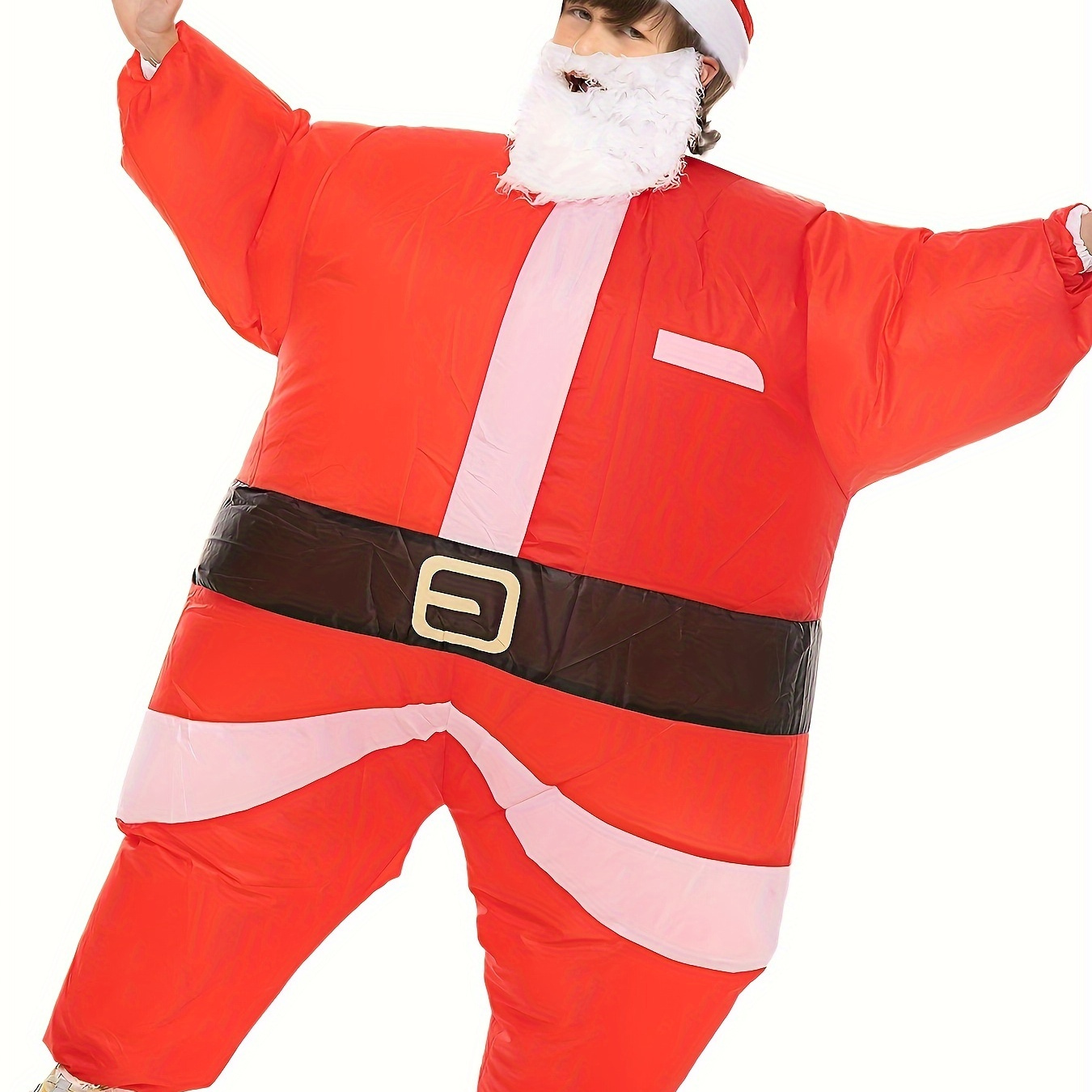 

Santa Claus Inflatable Costume - Red Christmas Party Outfit With Round Neck, Polyester, Non-stretch Fabric, Santa Claus, Costume, Christmas, Inflatable