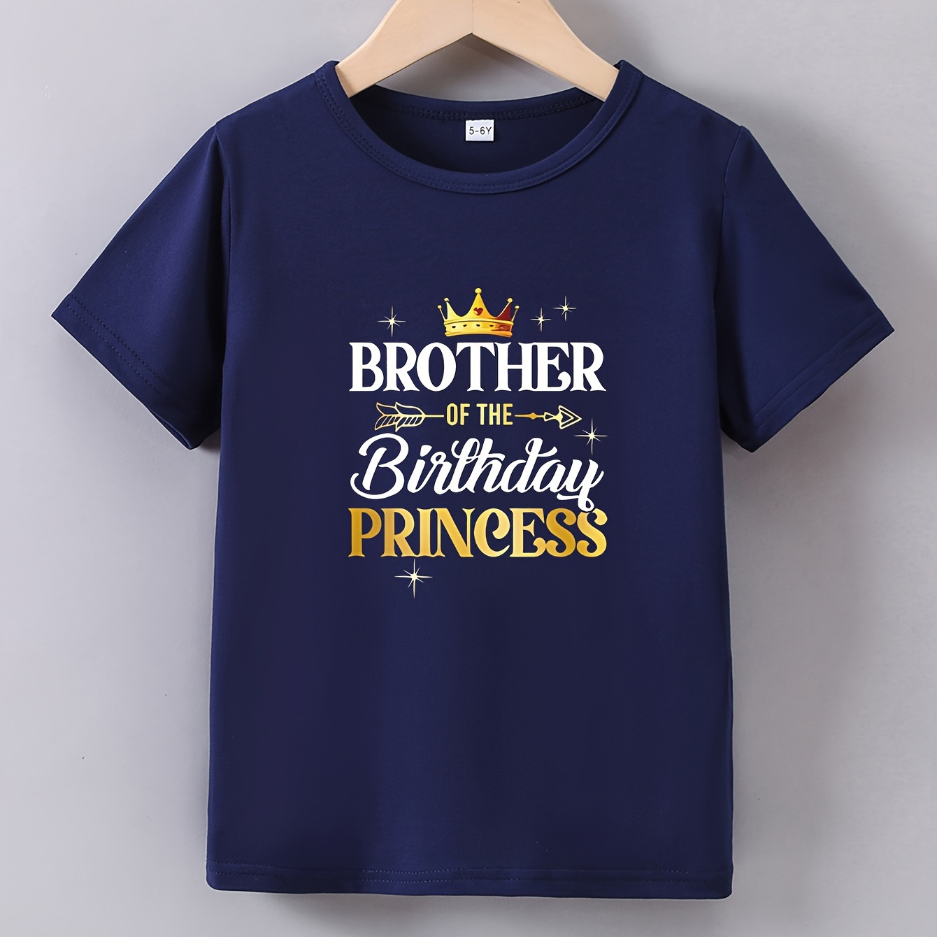 

Brother Print Boy's T-shirt, Short Sleeve Casual Round Neck Comfortable Summer Tee Tops