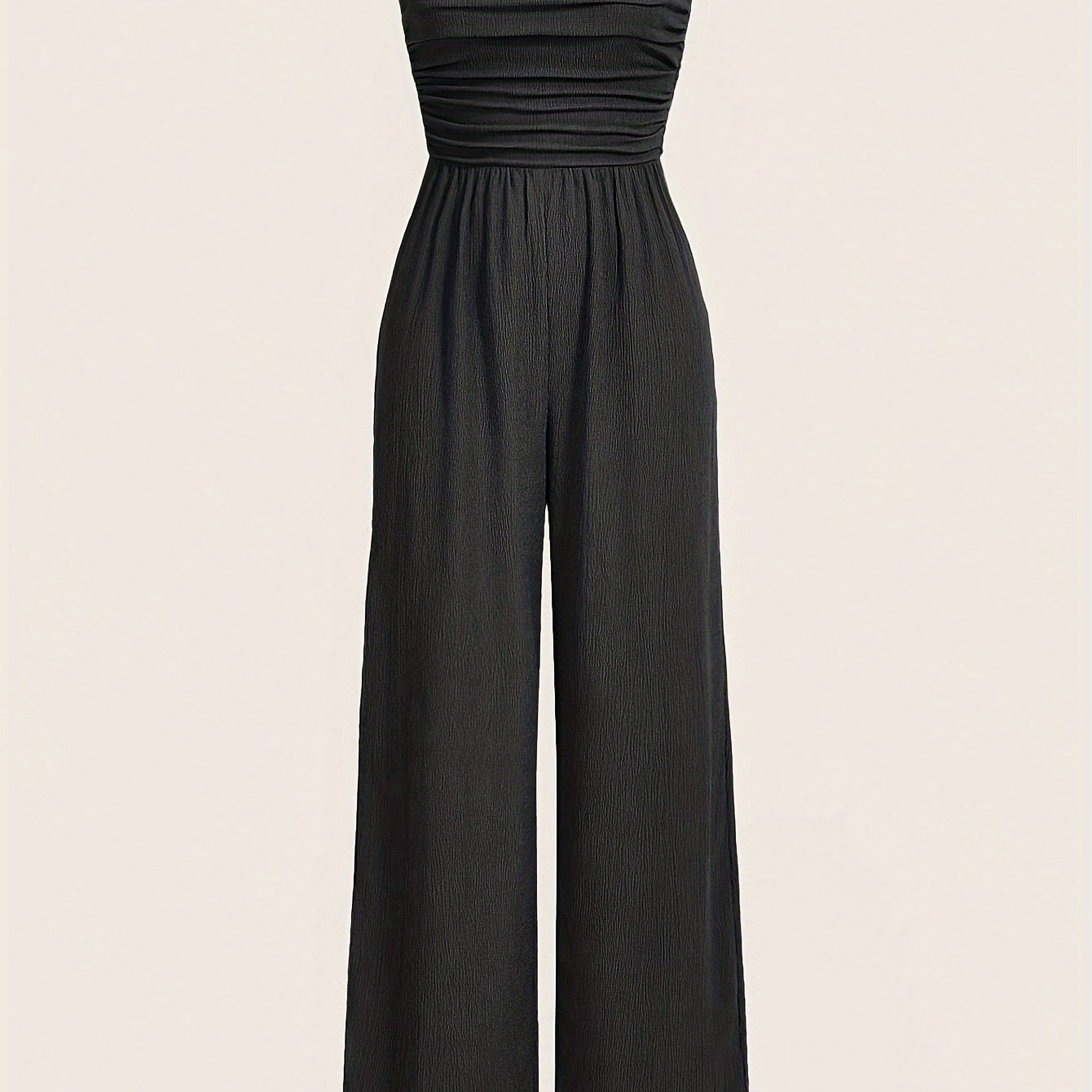 

Solid Color Tube Jumpsuit, Elegant Strapless Wide Leg Jumpsuit For Spring & Summer, Women's Clothing