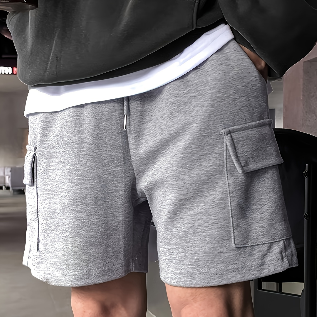 

Men's Casual Athletic Shorts With Pockets, Comfortable And Breathable Gym Workout Shorts With Drawstring And Elastic Waistband