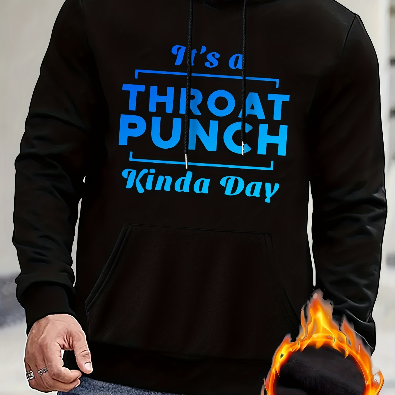 

It's A Throat Punch Kinda Day Print Men's Pullover Round Neck Long Sleeve Sweatshirt Pattern Loose Casual Top For Autumn Winter Men's Clothing As Gifts