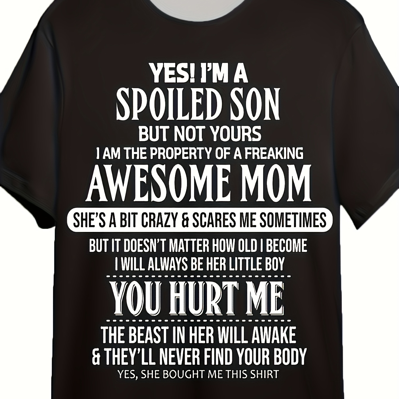 

Contrast Color Letter Print "yes I'm A Spoiled Son" T-shirt With Crew Neck And Short Sleeve, Casual And Funny Tops For Men's Summer Street Wear