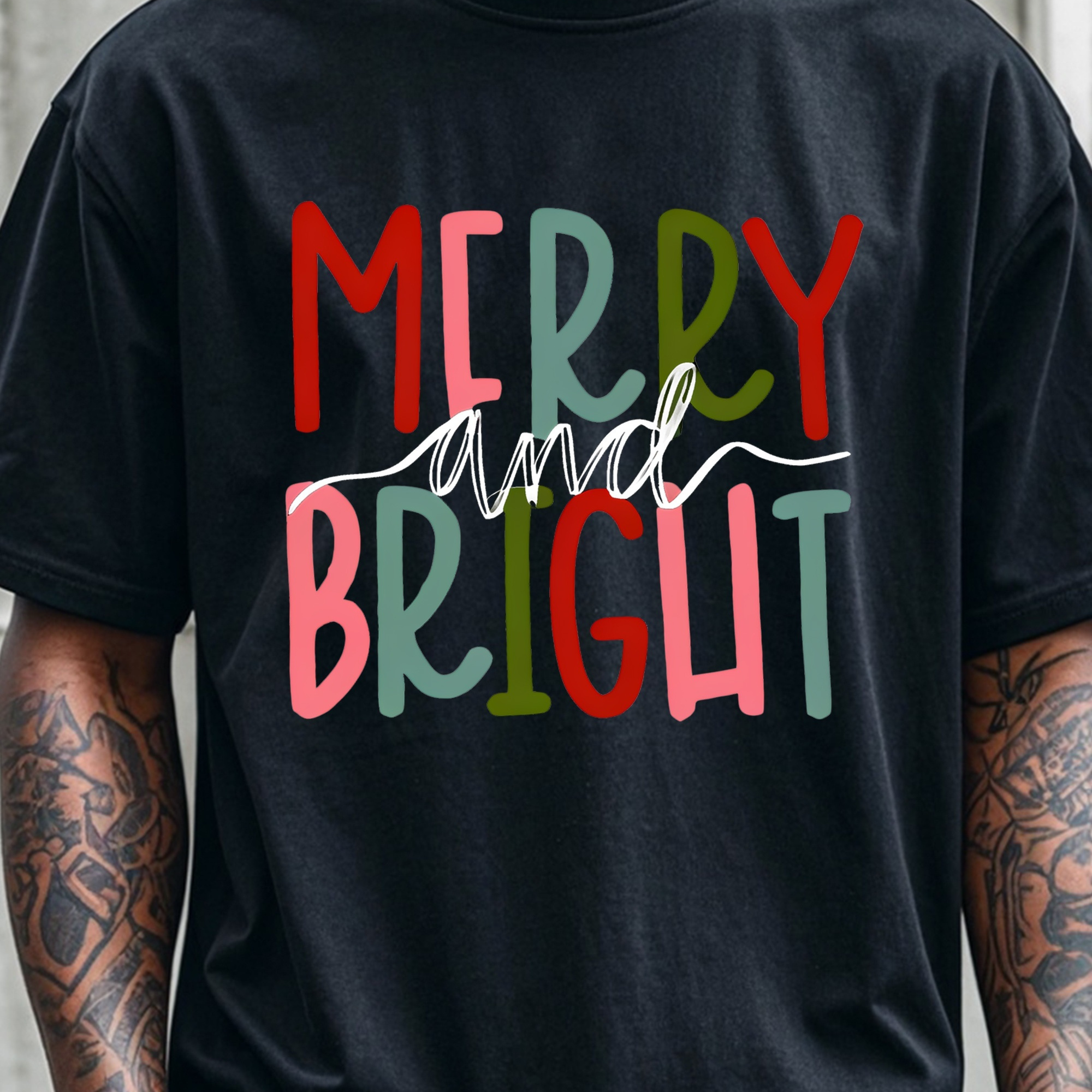 

Merry And 's Graphic T-shirt, Black Cotton Crew Neck, Stylish, Funny Print Tee, Soft 100% Cotton, Breathable, Ultra-soft, Ideal For Running, Going Out, 4 Seasons