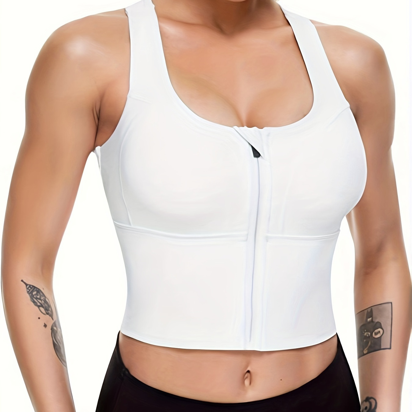 Women Zip Front Sports Bra Longline Fitness Crop Top Tank - Temu