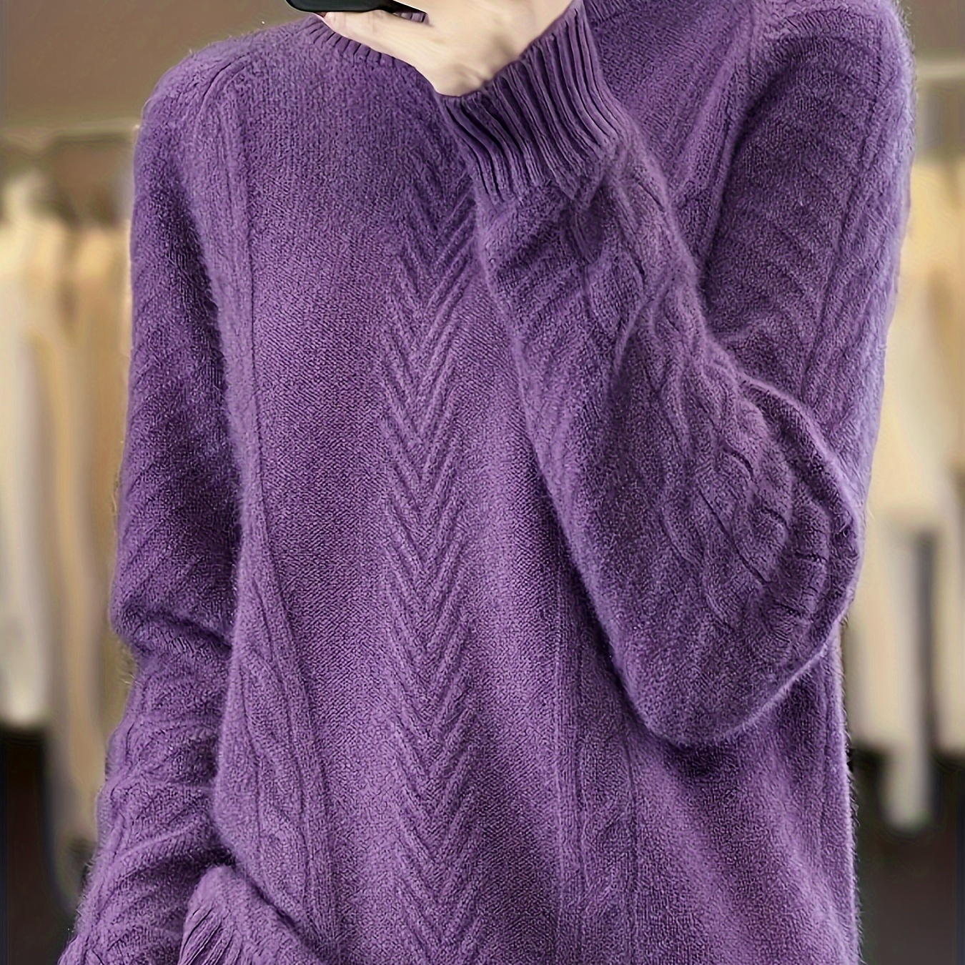 

Size Knit Sweater - Long , Pullover For , Washable