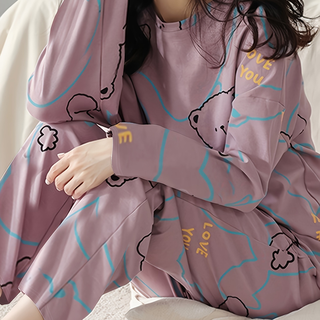 

2pcs Set Of New Autumn Pajamas, Casual Long-sleeved Pajama Tops And Comfortable Trousers, Women's Pajamas And Casual
