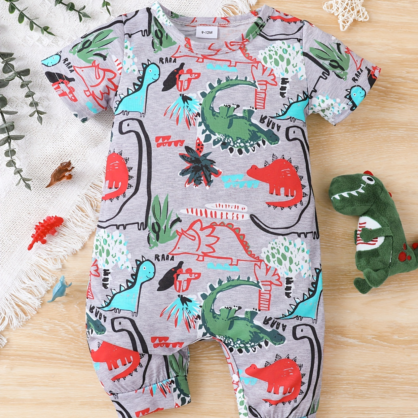 

Baby Boys Cute Dinosaur Graphic Print Short Sleeve Romper Jumpsuit Clothes