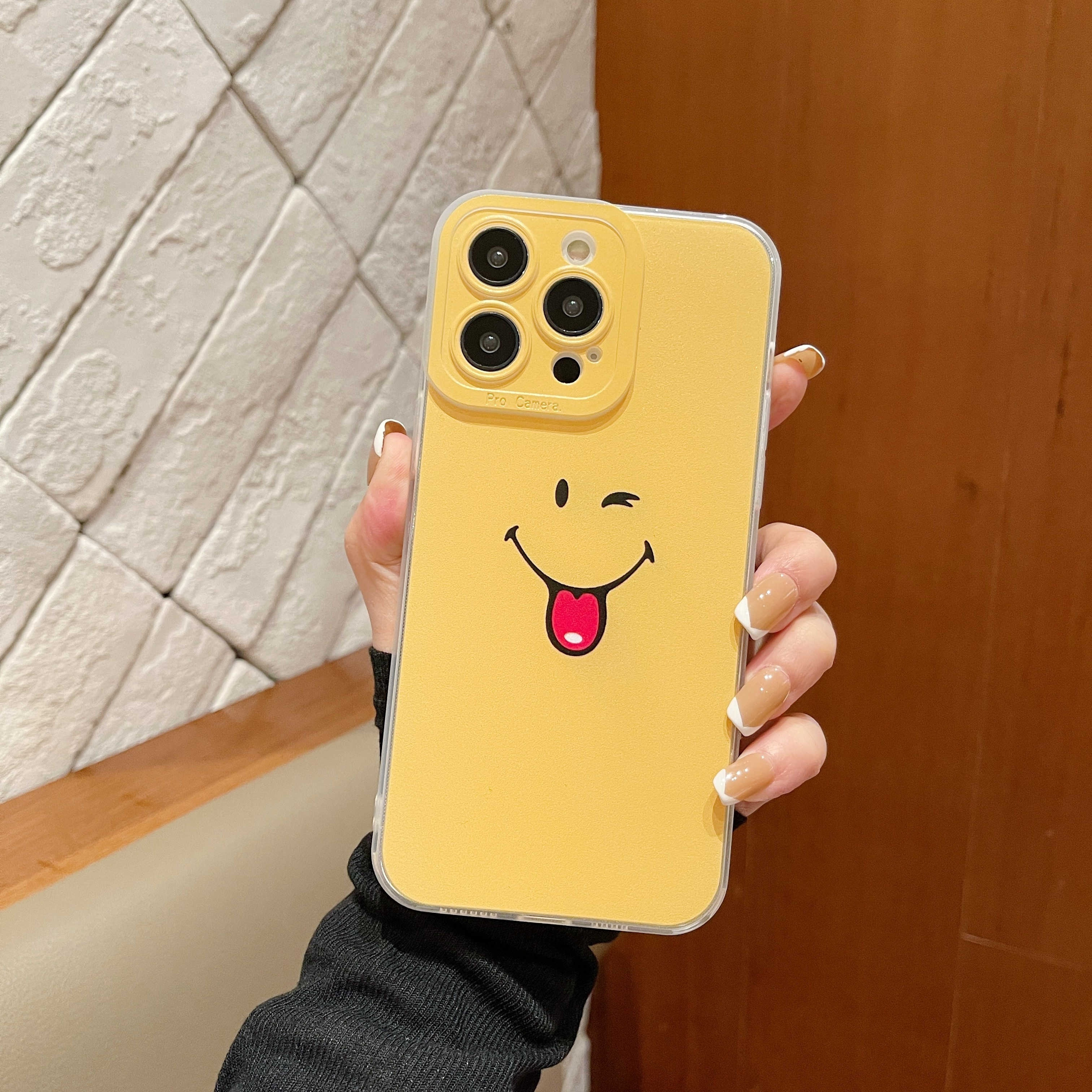 

Brighten Up Your Phone With A Cheerful Yellow Happy Face Phone Case For Iphone 8-14 Pro Max!