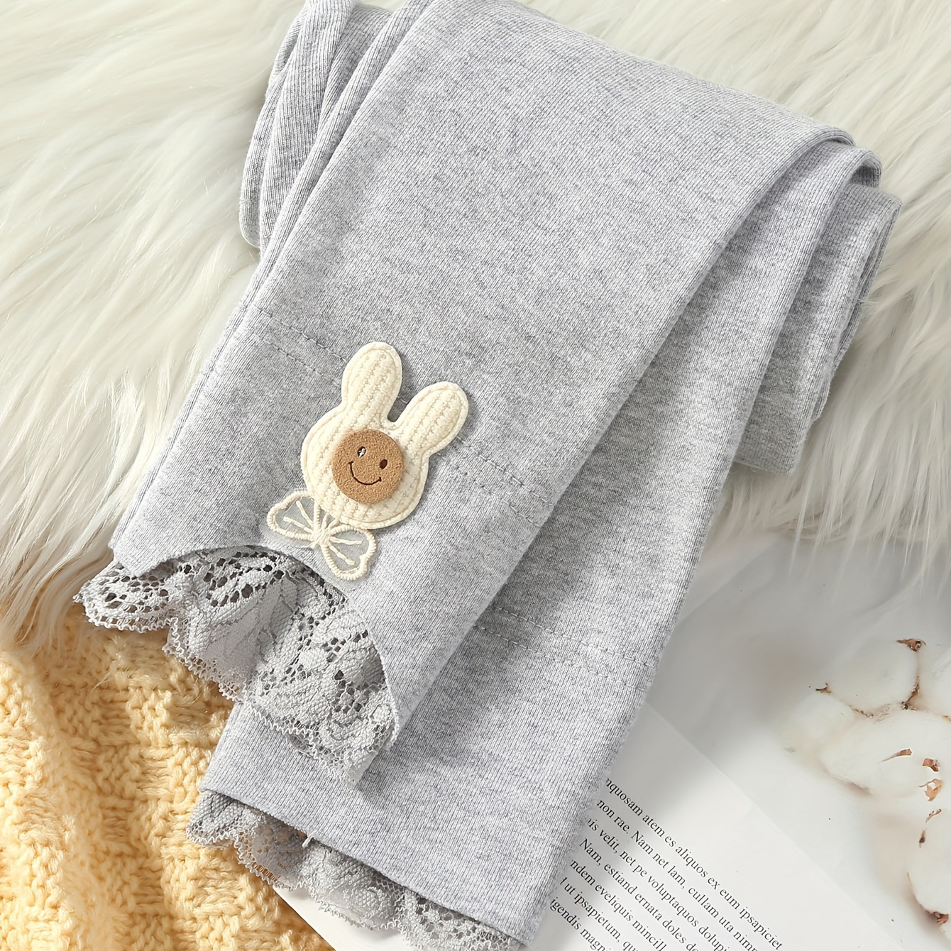 

Versatile 95% Cotton Bunny Decor Leggings For Girls Spring Fall Outdoor Gift