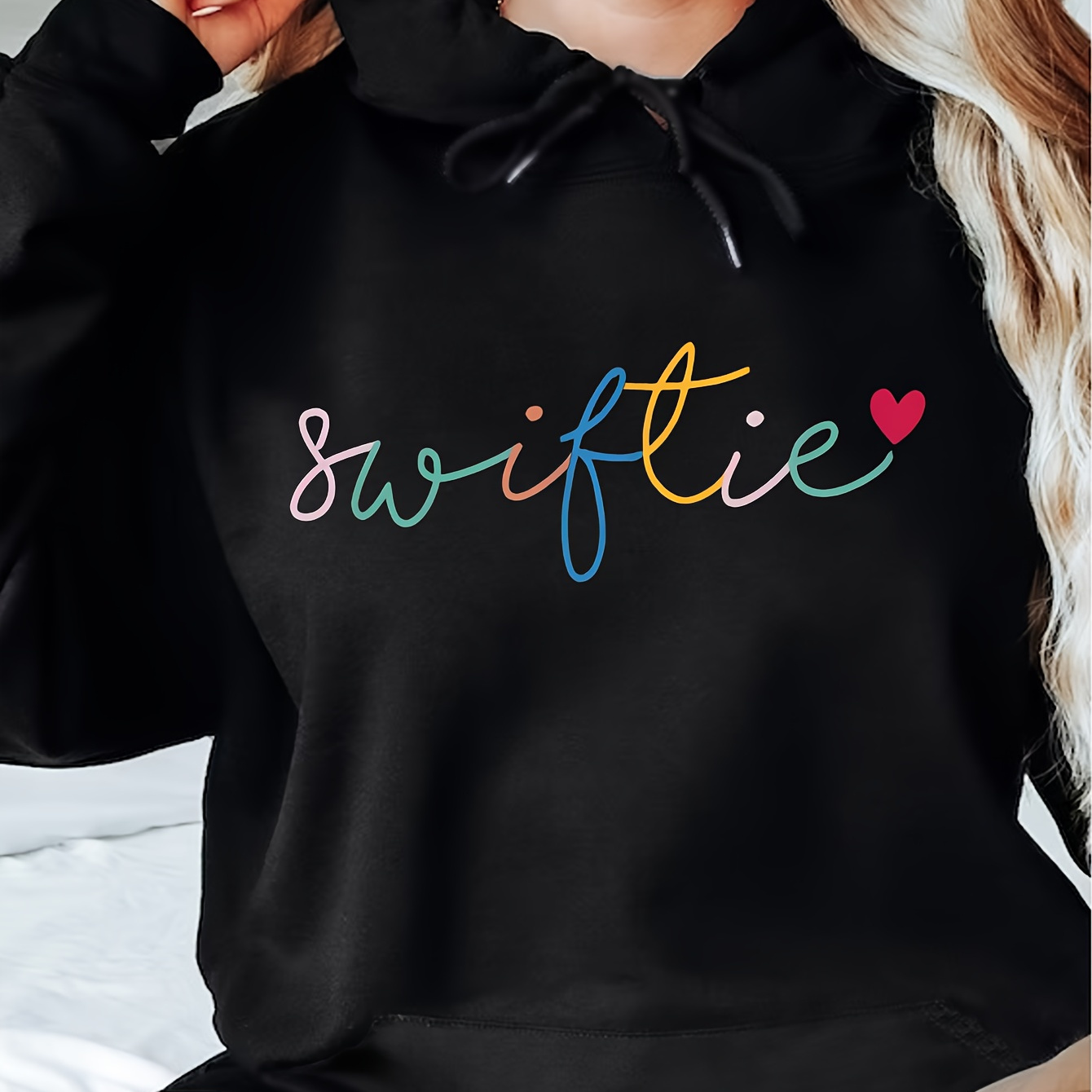 

Letter Print Hoodie, Casual Pocket Long Sleeve Drawstring Hoodies Sweatshirt, Women's Clothing