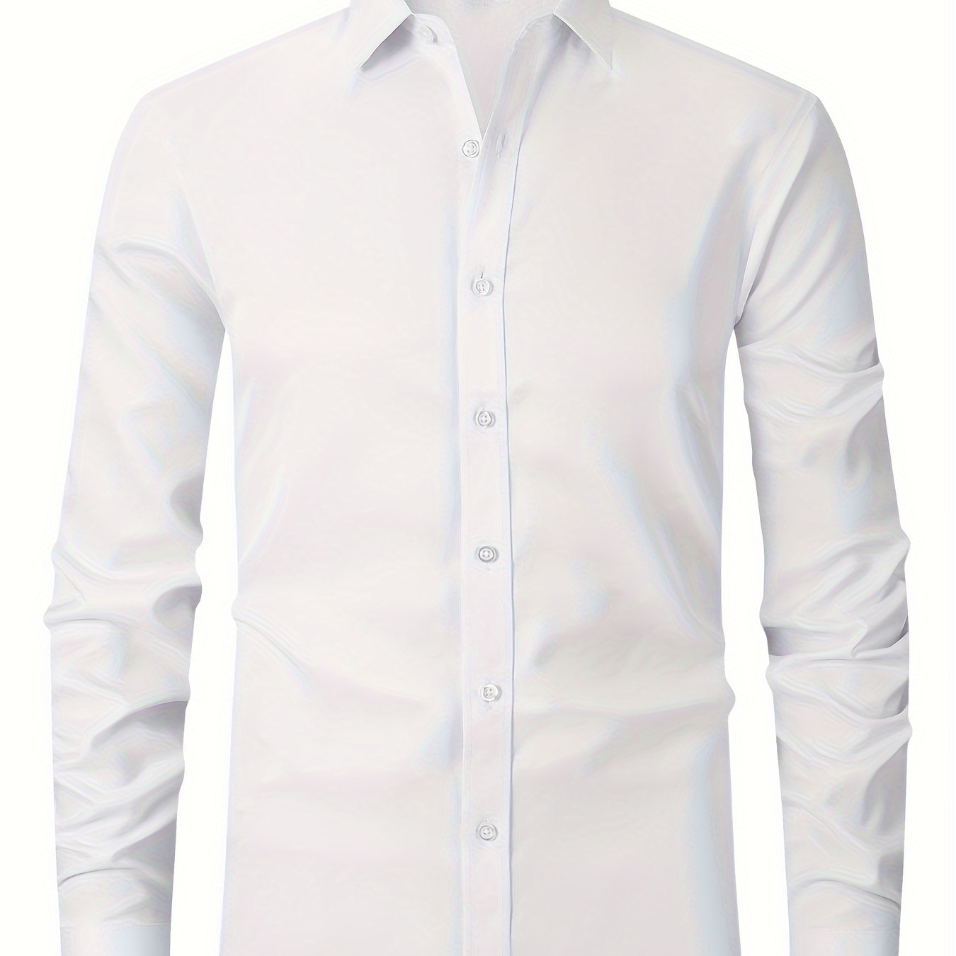 

Men' Color Lapel Collar Design Dress Shirts, Long Sleeve Casual Button Up Shirt For Formal Occasions
