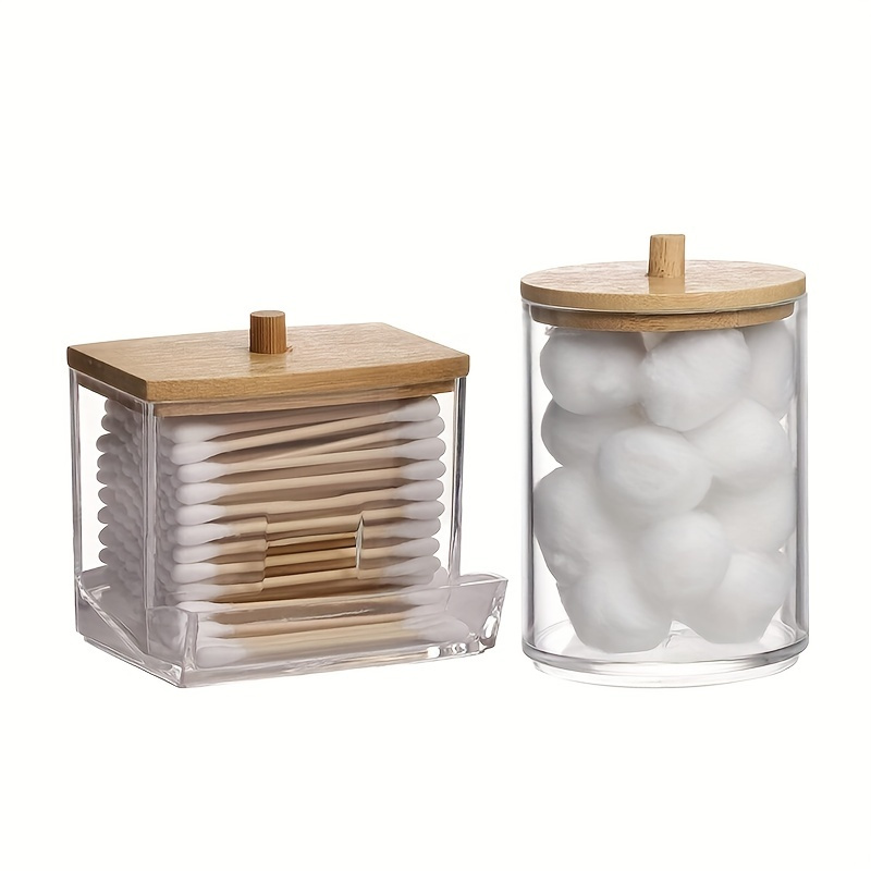 1pc Acrylic Storage Container For Balls, Swabs, Rounds, Floss & 10oz  Plastic Jars Set, For Bathroom Vanity Storage & Toiletry Organizer