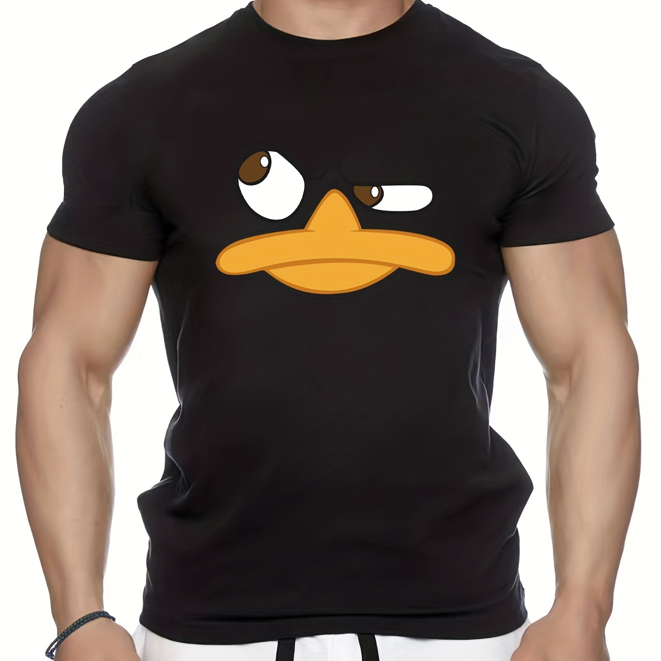 

Duck Face Pattern T-shirt, Men's Casual Street Style Stretch Round Neck Tee Shirt For Summer