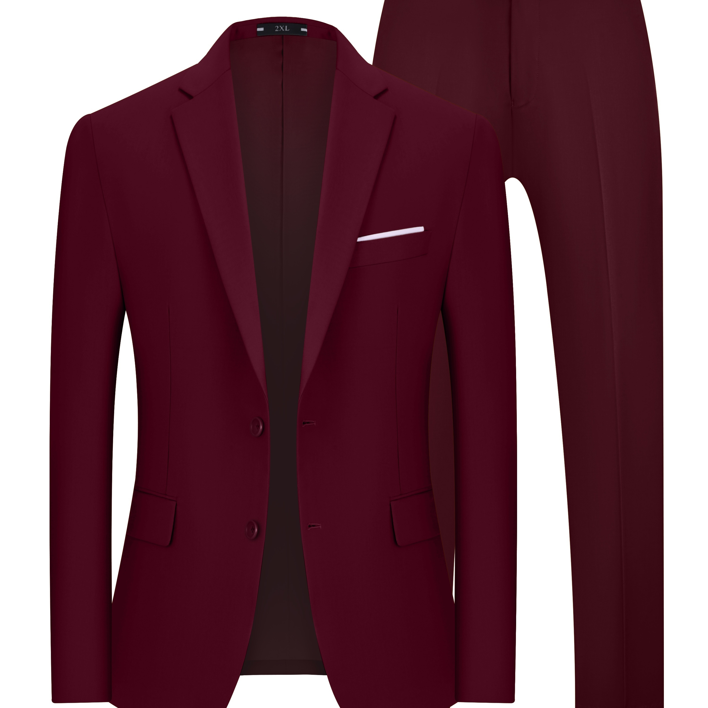 Plus Size Men's 2Pcs Suit Set, Solid Suit Jacket & Suit Pants Set For Party/wedding/formal Prom, Men's Clothing