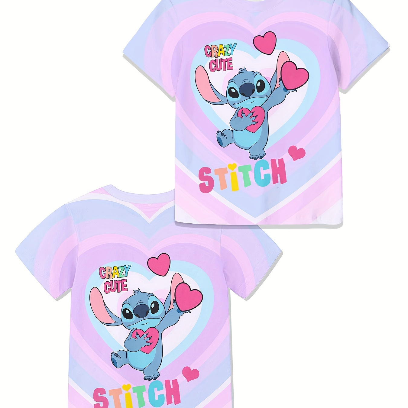 

Stitch Girls Cute Short-sleeved Summer Cartoon Print Short-sleeved