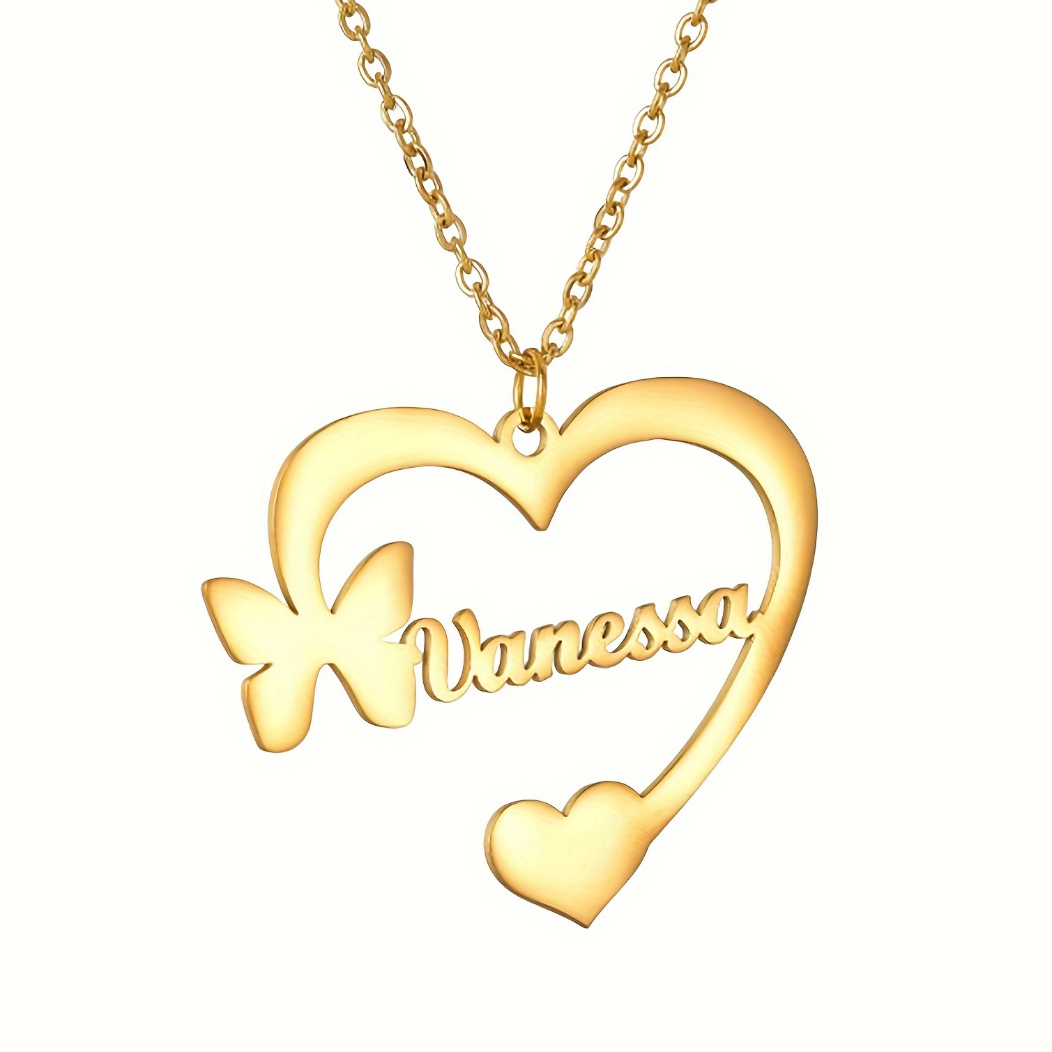 

Collier pendentif lettre anglaise personnalisée Mini Butterfly Love Heart ajustable Décoration de bijoux de cou