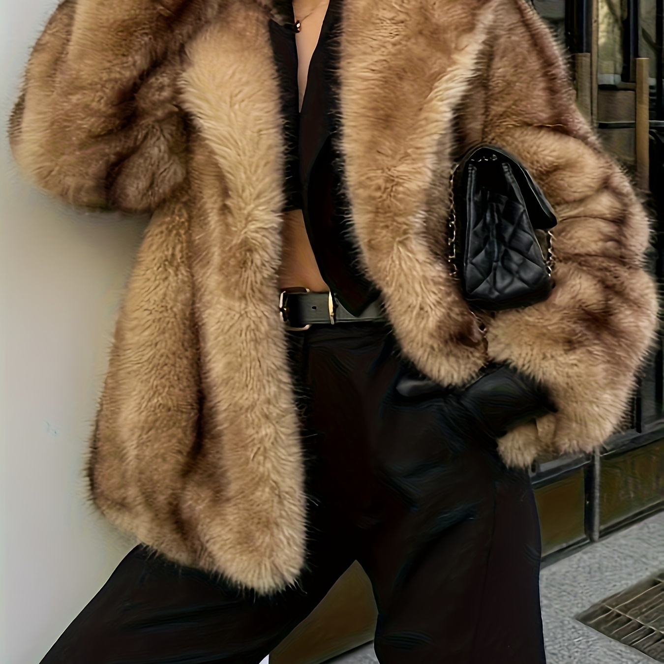 TEMU Ladies' New Autumn And Features A Stylish And Elegant Solid Color Gradient Coat Warm, Soft, And Comfortable With Long Sleeves And An Open Front