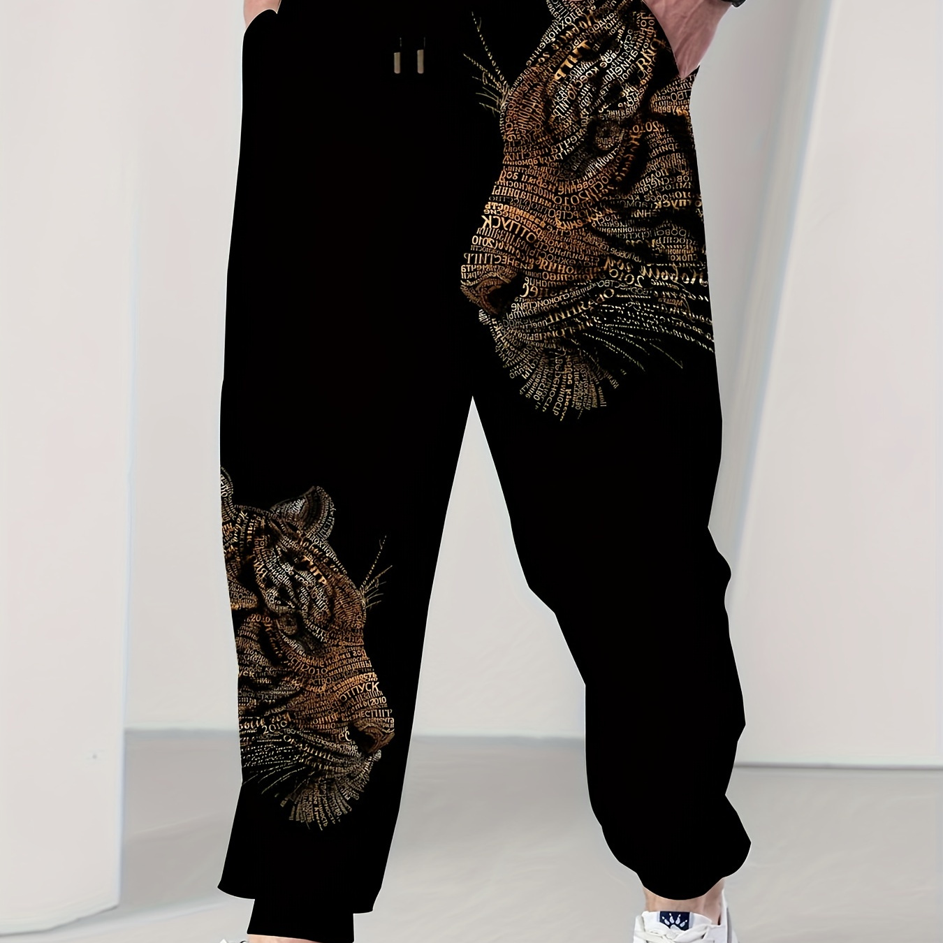 Plus Size Men's 3D Tiger Print Joggers Oversized Sweatpants For Autumn/winter, Men's Clothing