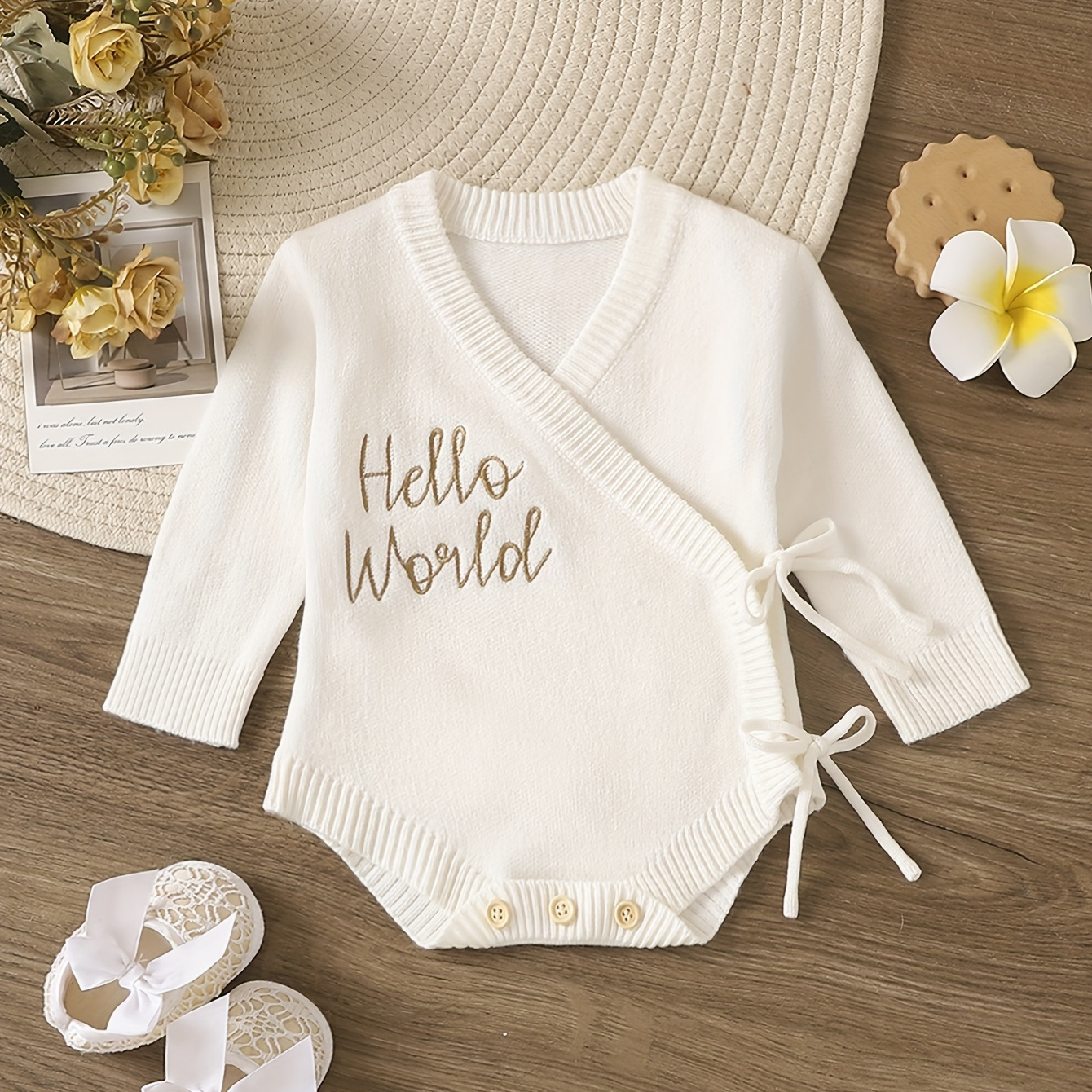 

'' Long-sleeve Knit Romper For Newborns 0-6m - Cozy Viscose , Fall/winter