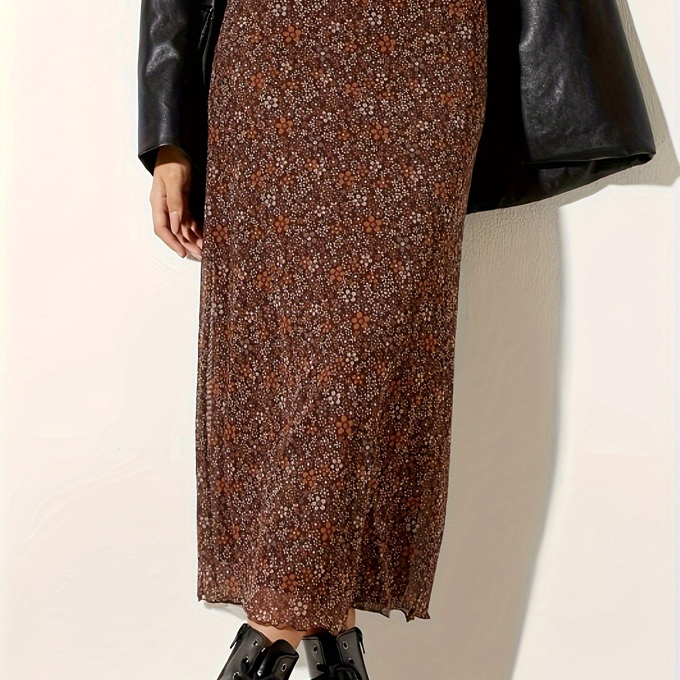 

Floral Print High Waist Skirt, Vintage Slim Skirt For Spring & Fall, Women's Clothing