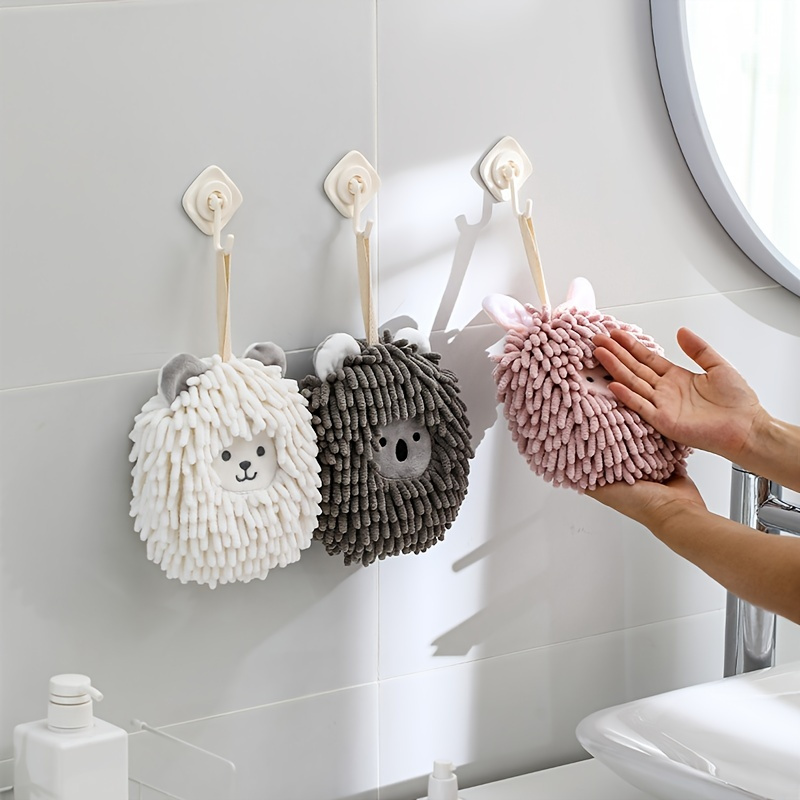 1Pc Chenille Hanging Hand Towel Ball Soft Absorbent Microfiber Hand Towels  Plush Quick-Drying Hanging Hand Towel Ball with Hanging Loops for Bathroom  Kitchen, Gray