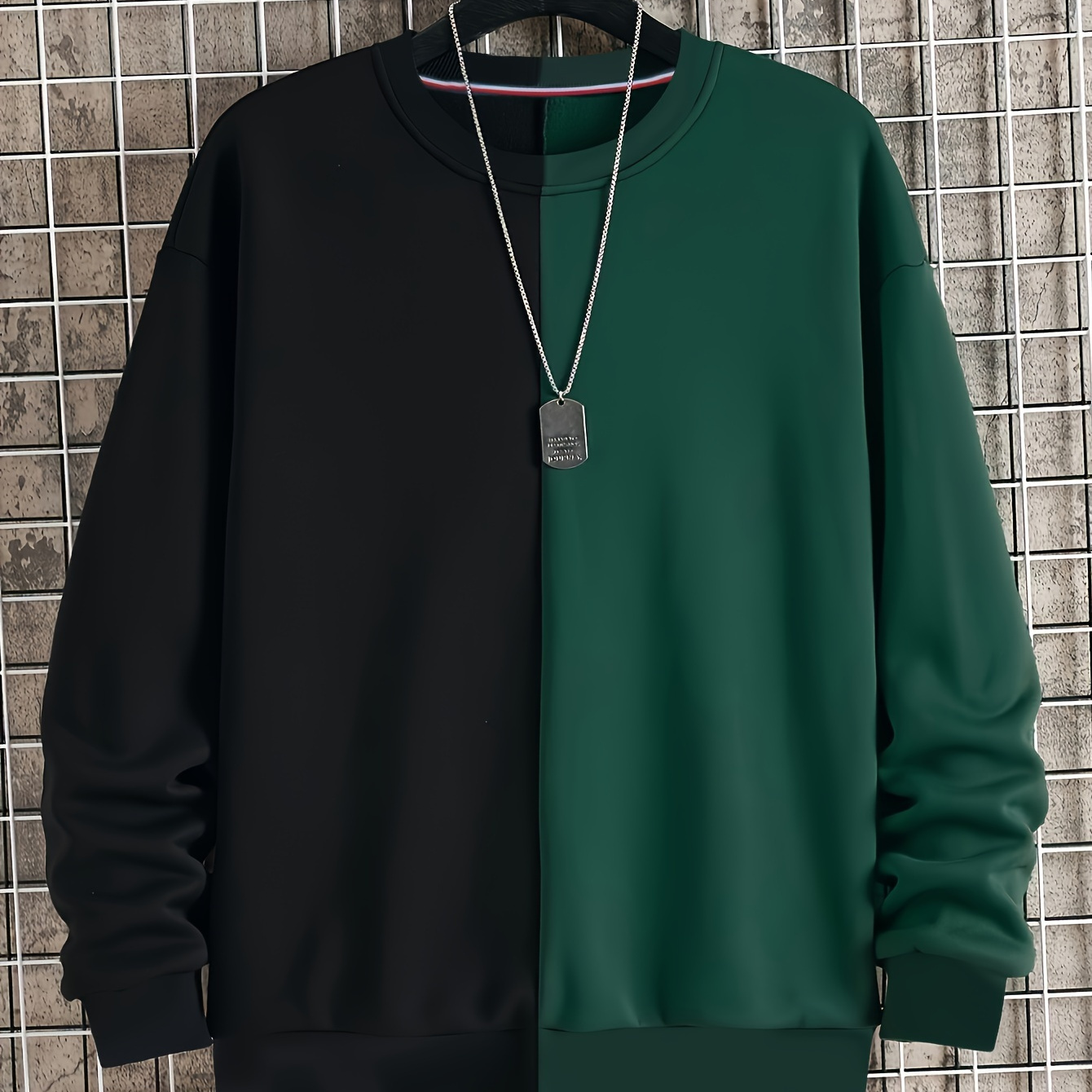 

Men's Lightweight Color Block Sweatshirt - Casual Crew Neck, Polyester Blend, Machine Washable - Perfect For Spring & Fall