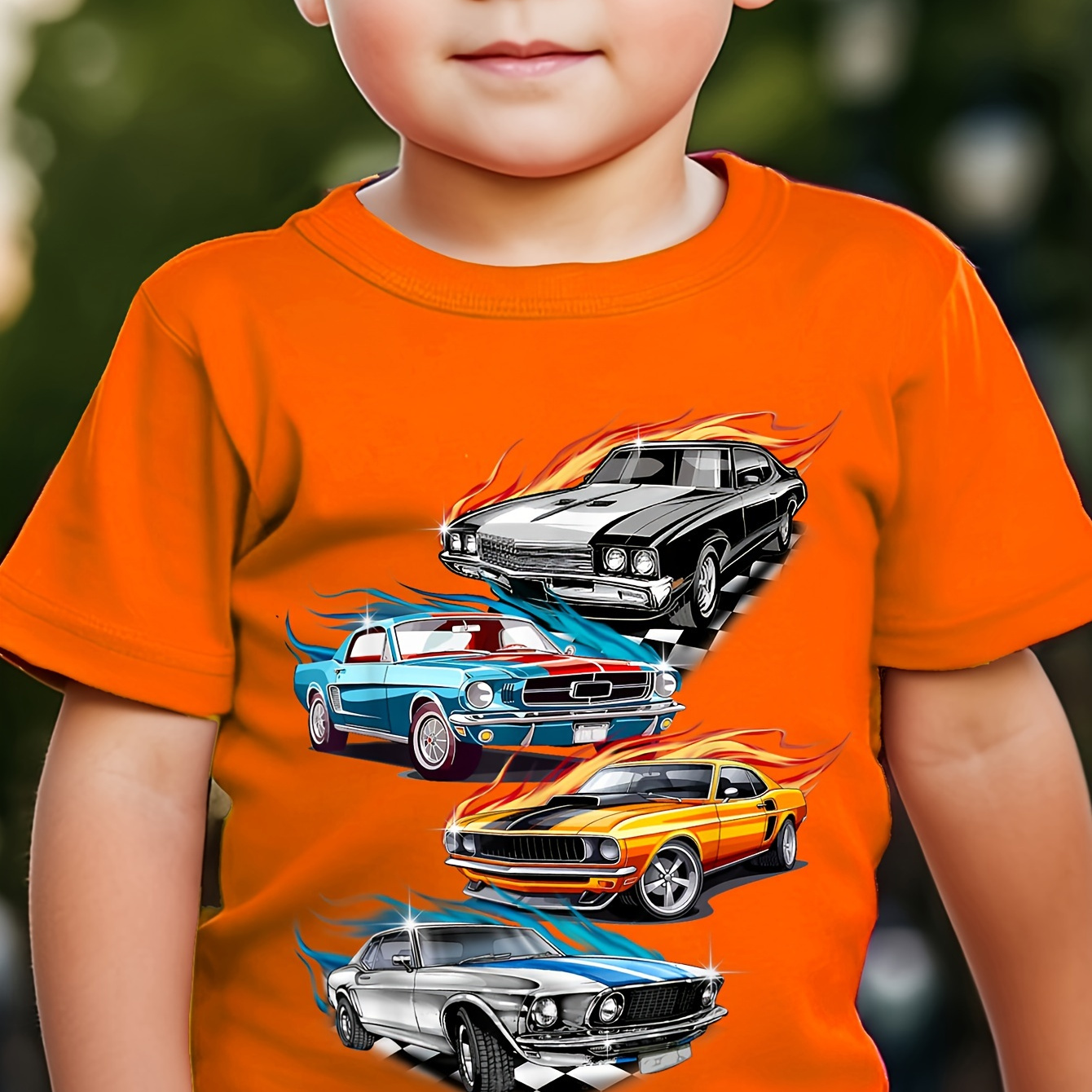 

Cool Car Print Boy's T-shirt, Lightweight And Comfortable Short Sleeve T-shirt, Boy's Summer Clothing