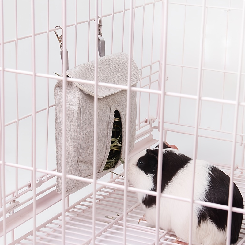 

Portable Rabbit Hay Feeder: Durable & Convenient Storage For Small Pets!