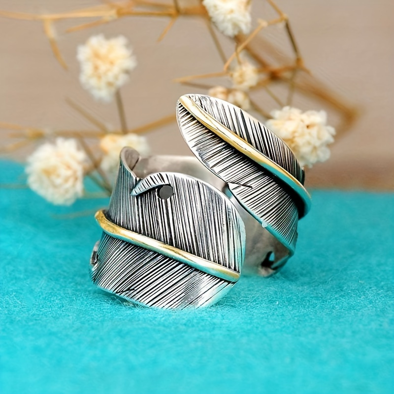 

Vintage Style Feather Opening Band Finger Ring Party Commemorative Gift