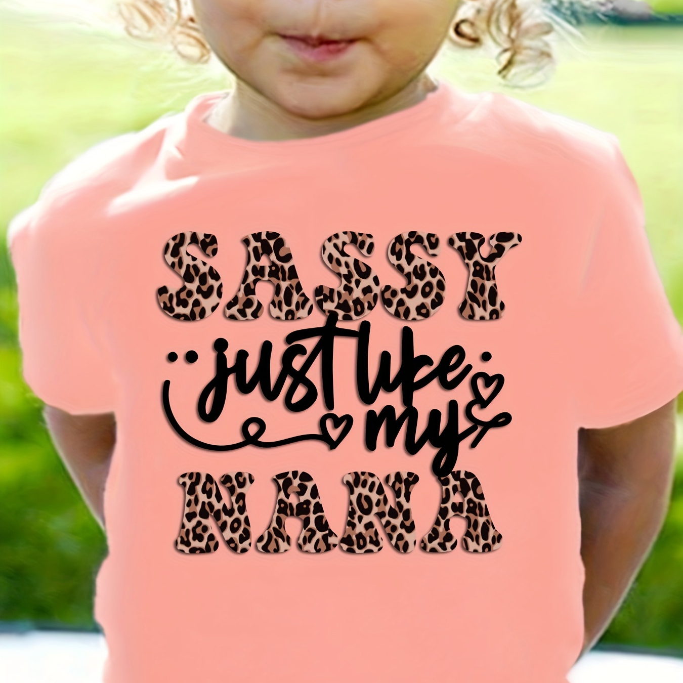 

100% Cotton, Sassy Just Like My Nana Print Short Sleeve T-shirt Tops For Girls Summer