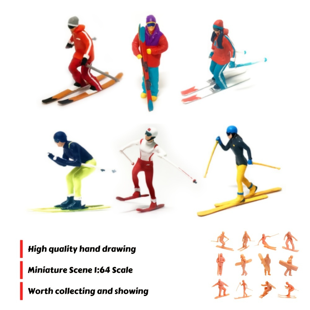 1:64 Mini Female Ski Sports Scene Detail Hand Painting Figurine