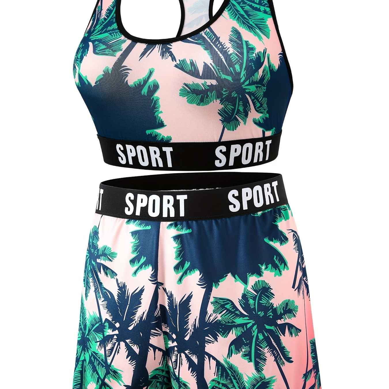 Plus Size Sporty Underwear Set Women's Plus Tropical Print - Temu United  Kingdom