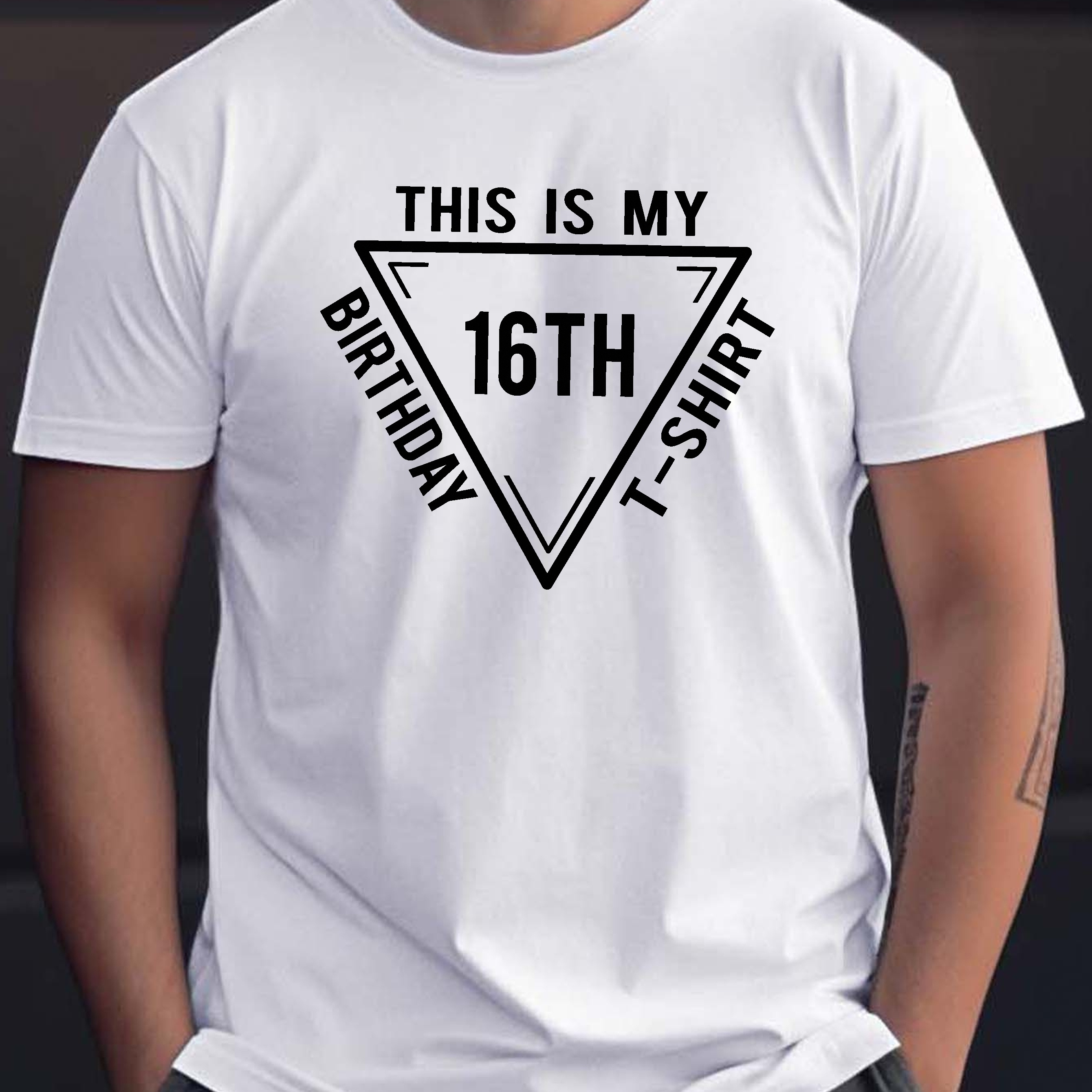 

My 16th Birthday Print Tee Shirt, Tees For Men, Casual Short Sleeve T-shirt For Summer