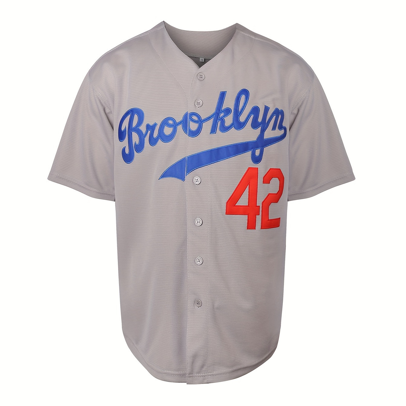 

42 Baseball Jersey Embroidery Men's Baseball Jersey Polyester V-neck Pullover Shirt Grey S-3xl