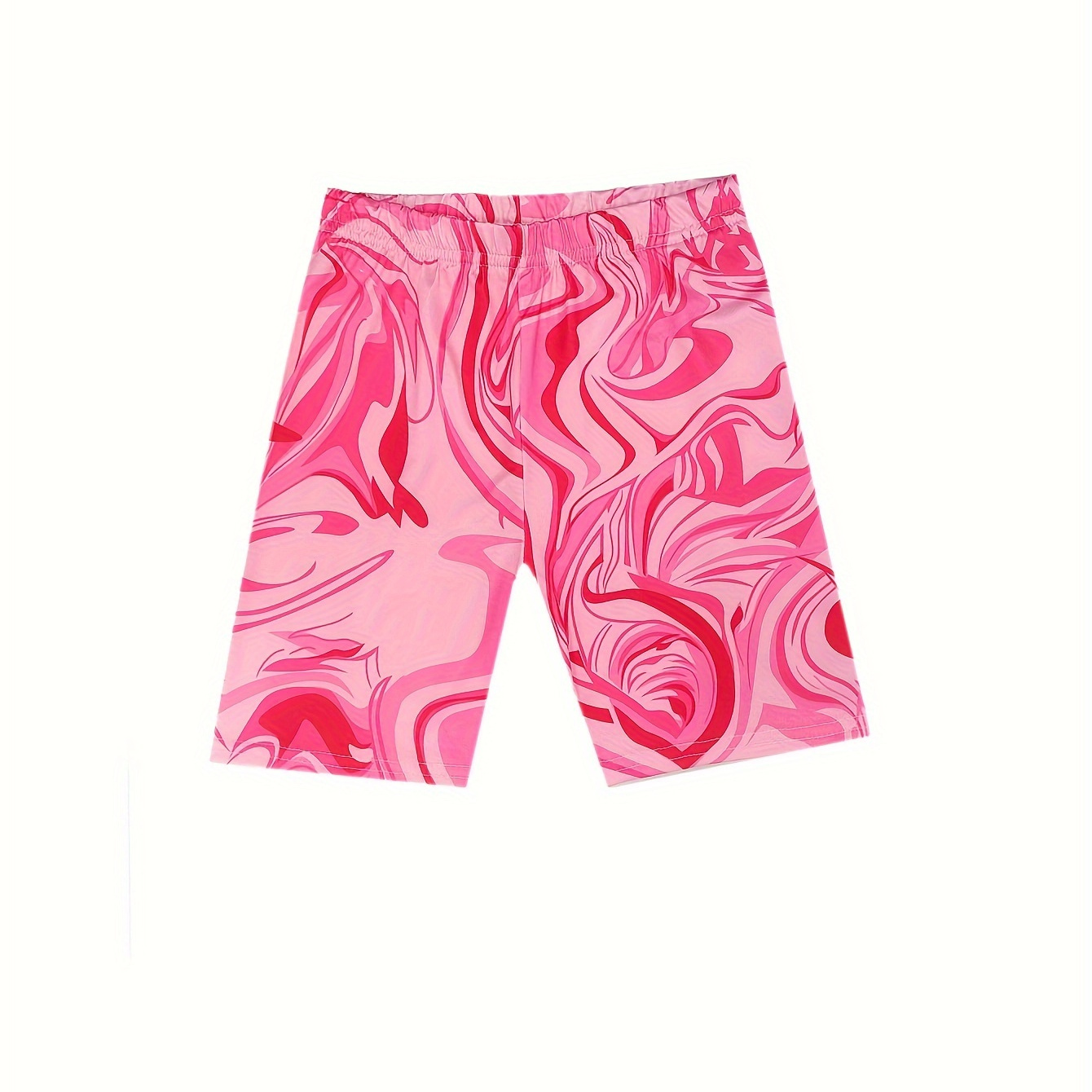 

Ripple Pattern Sport Shorts For Girls, Comfy Quick-drying Riding Set Breathable Versatile Outfit Summer Gift