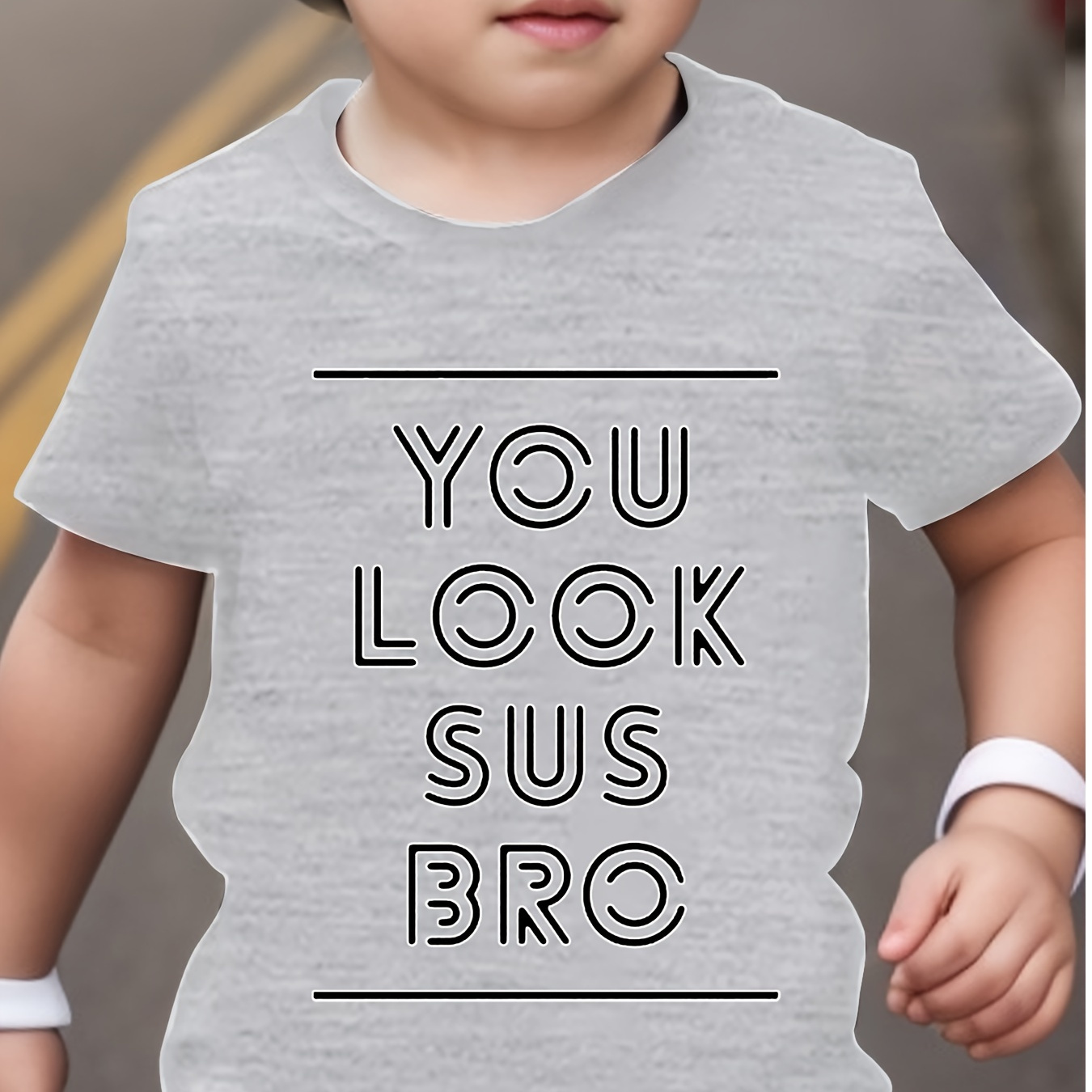

You Look Sus Bro Letter Print Boys Creative T-shirt, Casual Lightweight Comfy Short Sleeve Tee Tops, Kids Clothings For Summer