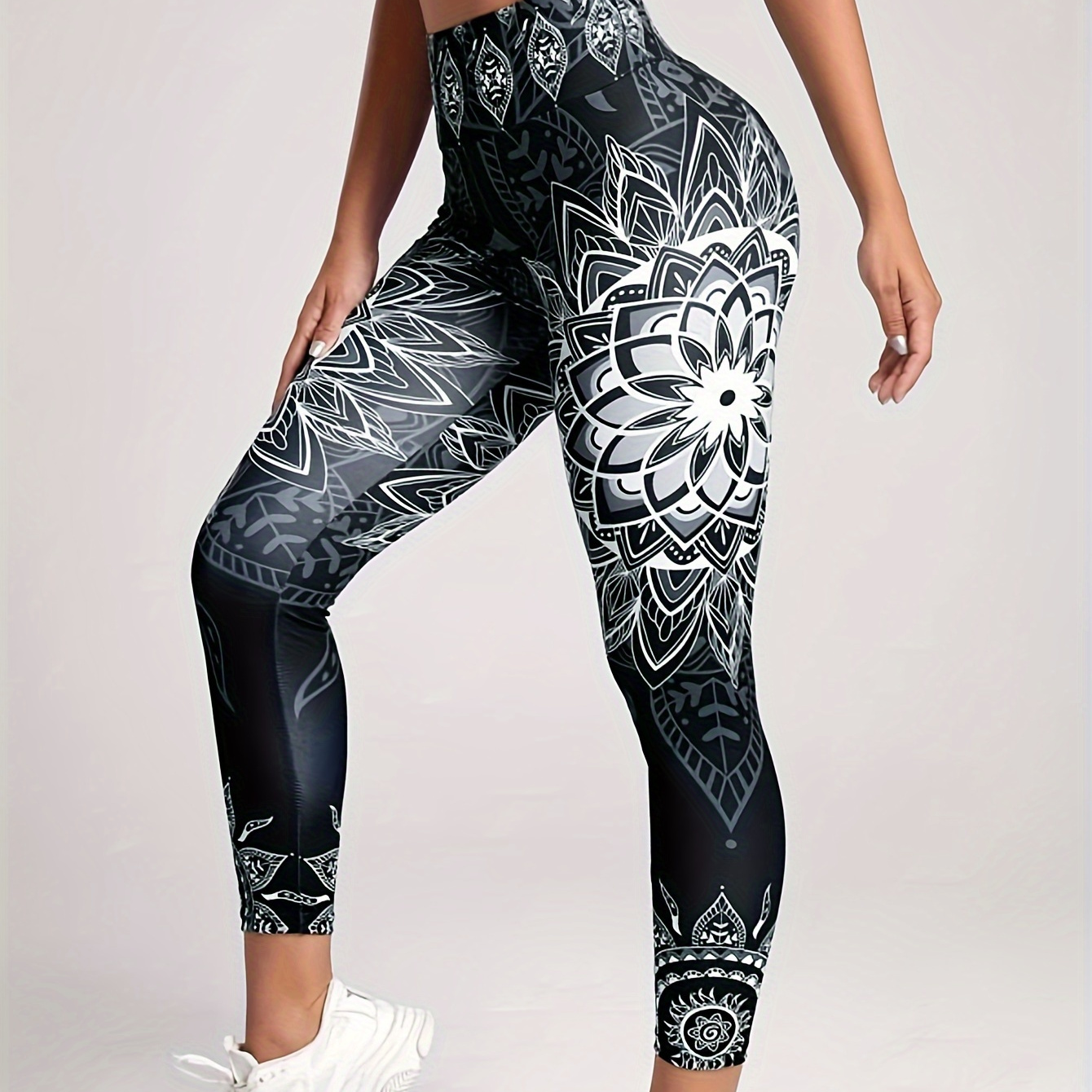 

Women's High-waisted Kaleidoscope Print Leggings, Sports Fitness Yoga Pants With Tummy Control And Butt Lift, Fashion Tight Long Trousers For Running Cycling