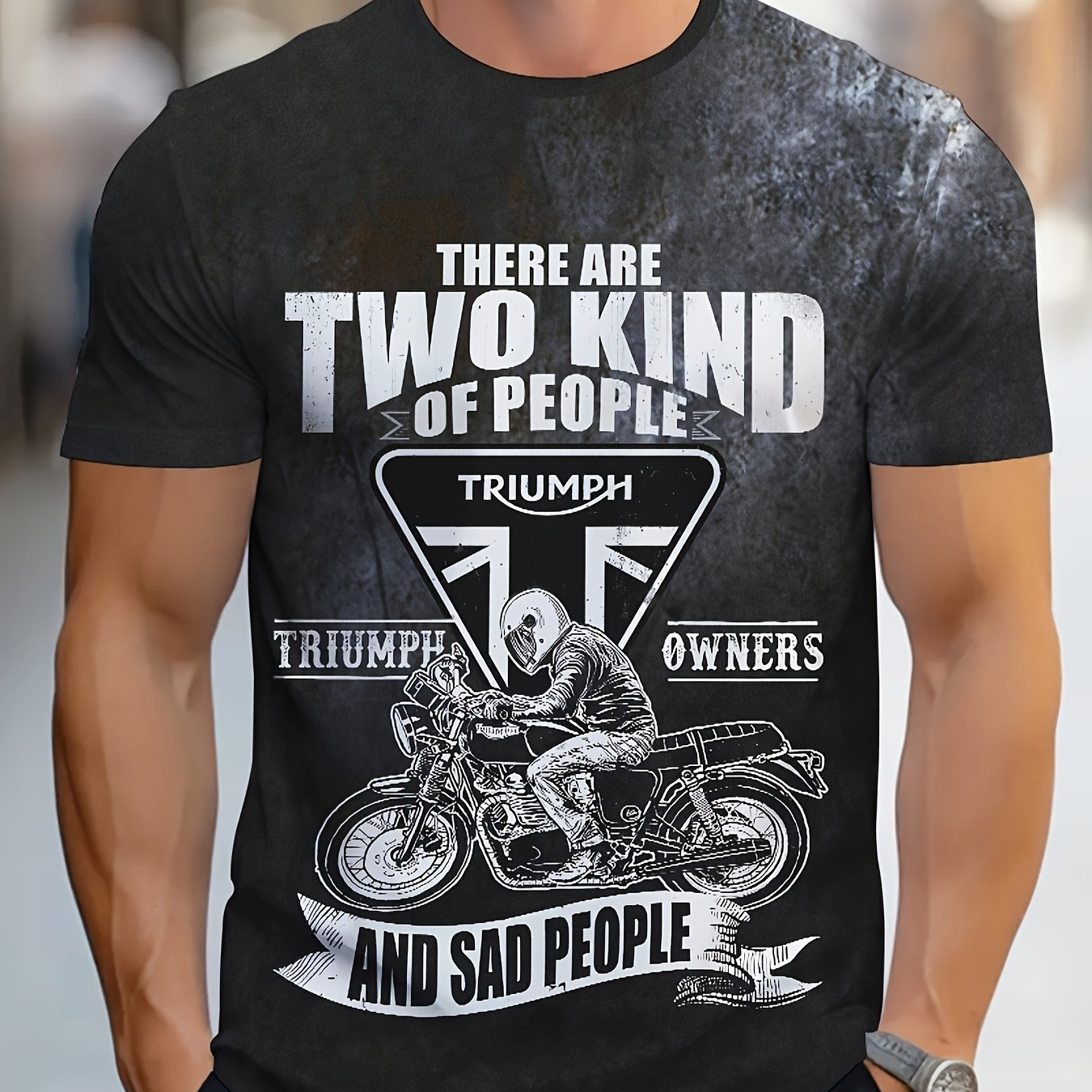 

Men's Motorcycle Rider Print T-shirt, Casual Short Sleeve Crew Neck Tee, Men's Clothing For Outdoor